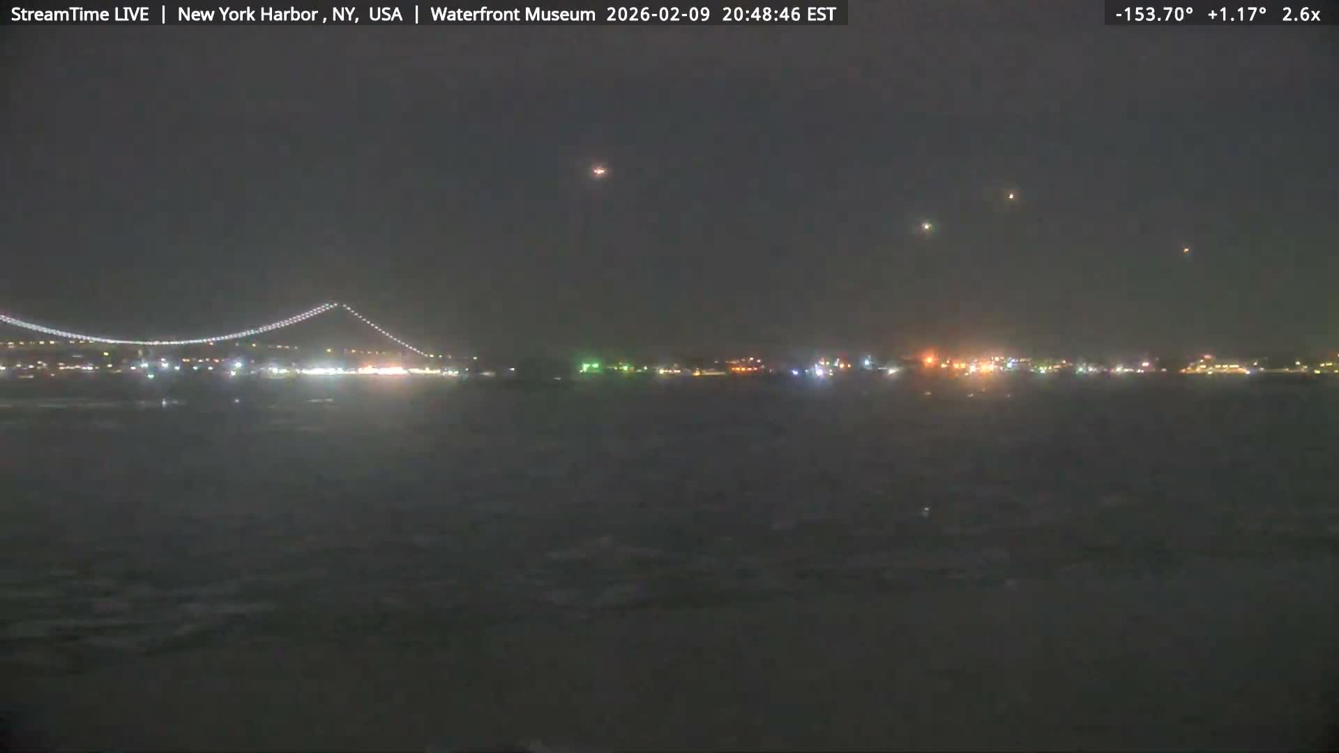 New York City Silhouette& Statue of Liberty View  from New York Bay Live Cam - Brooklyn, New York City, New York, USA