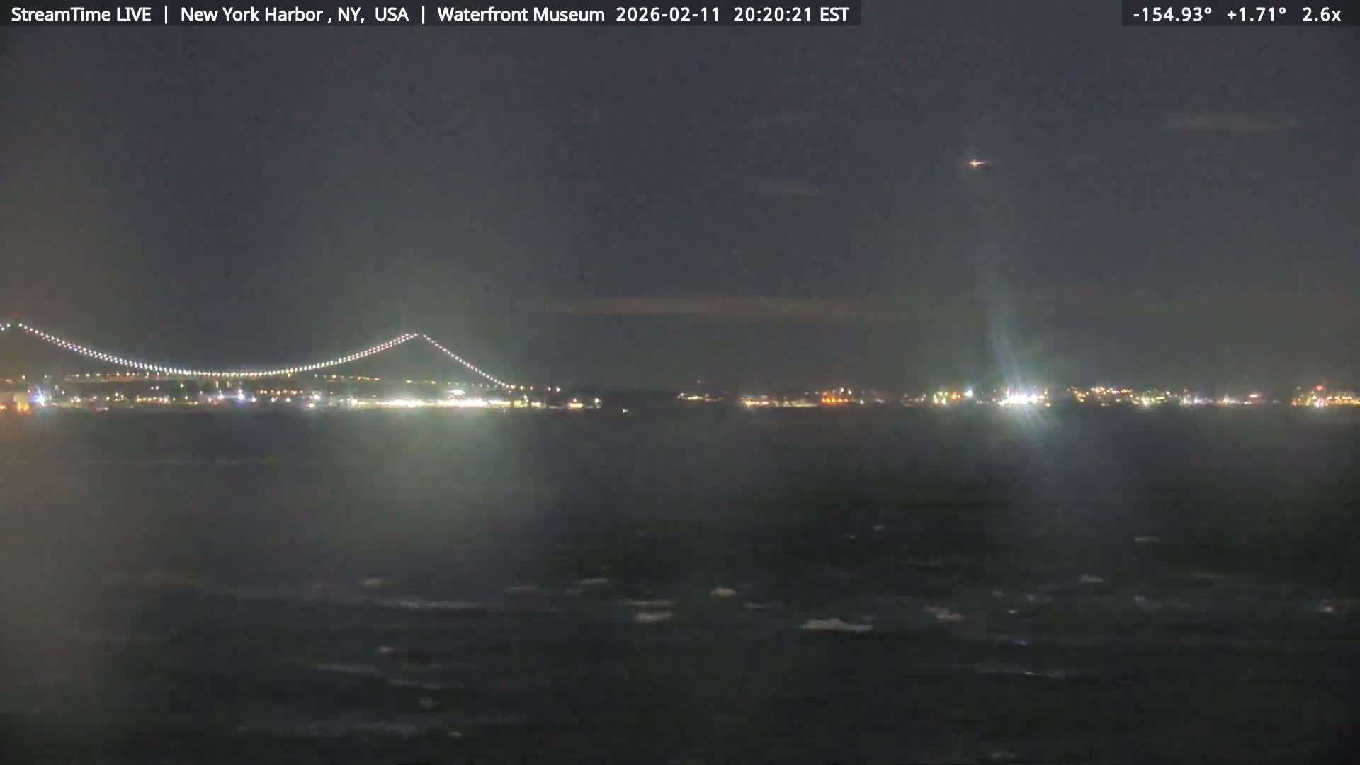 New York City Silhouette& Statue of Liberty View  from New York Bay Live Cam - Brooklyn, New York City, New York, USA