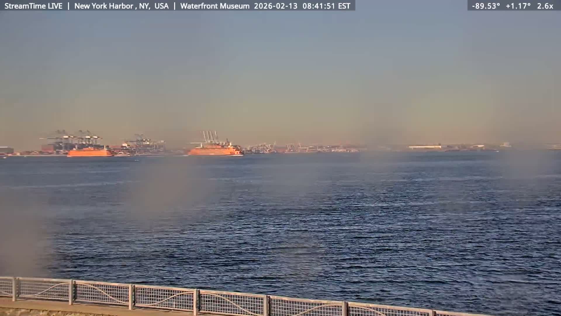 New York City Silhouette& Statue of Liberty View  from New York Bay Live Cam - Brooklyn, New York City, New York, USA