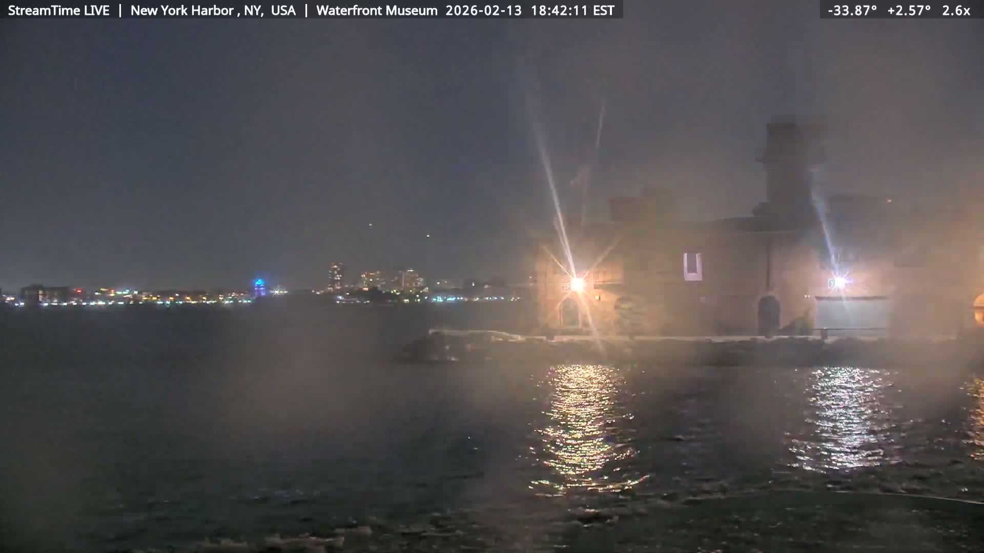 New York City Silhouette& Statue of Liberty View  from New York Bay Live Cam - Brooklyn, New York City, New York, USA