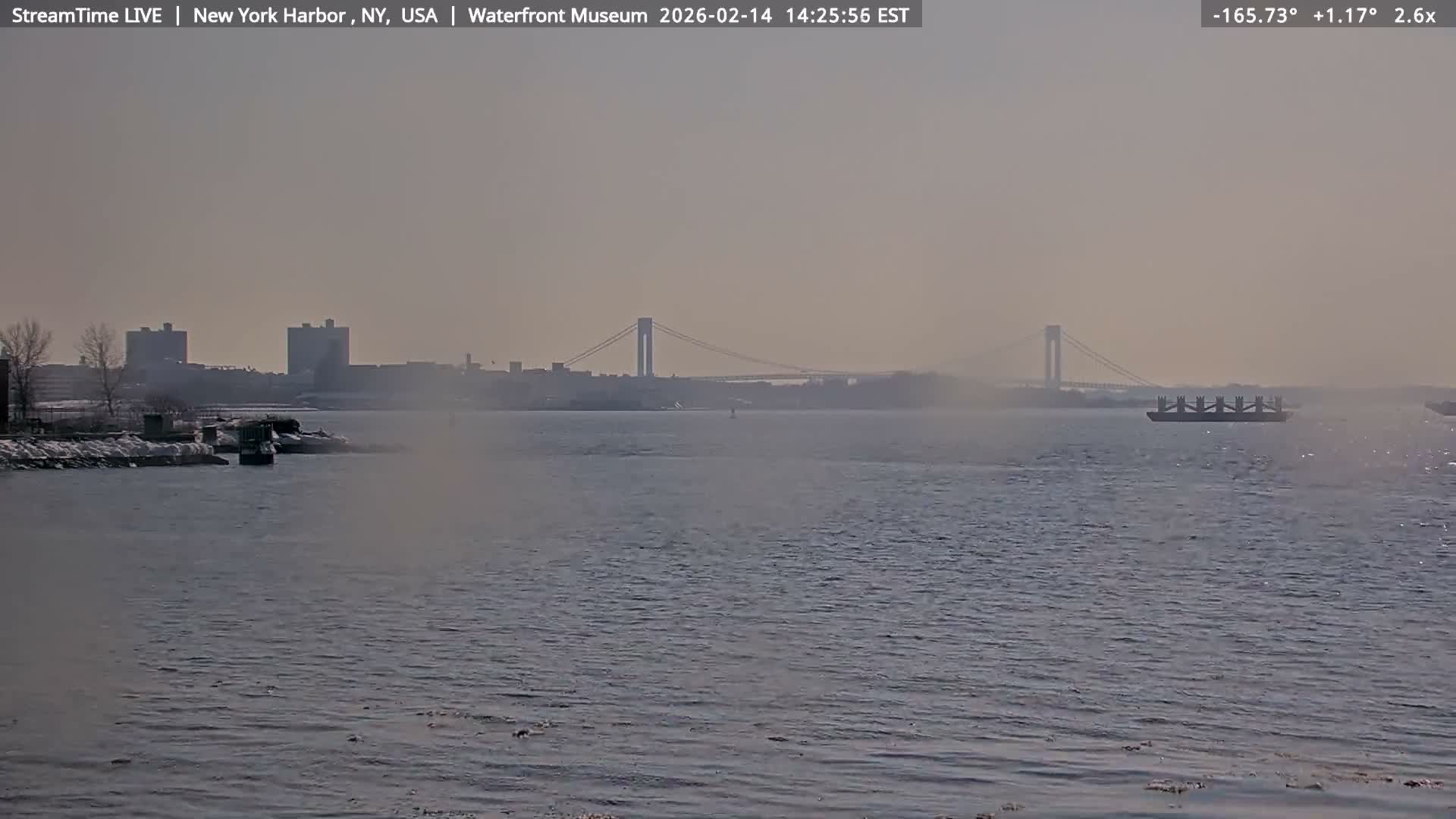 New York City Silhouette& Statue of Liberty View  from New York Bay Live Cam - Brooklyn, New York City, New York, USA
