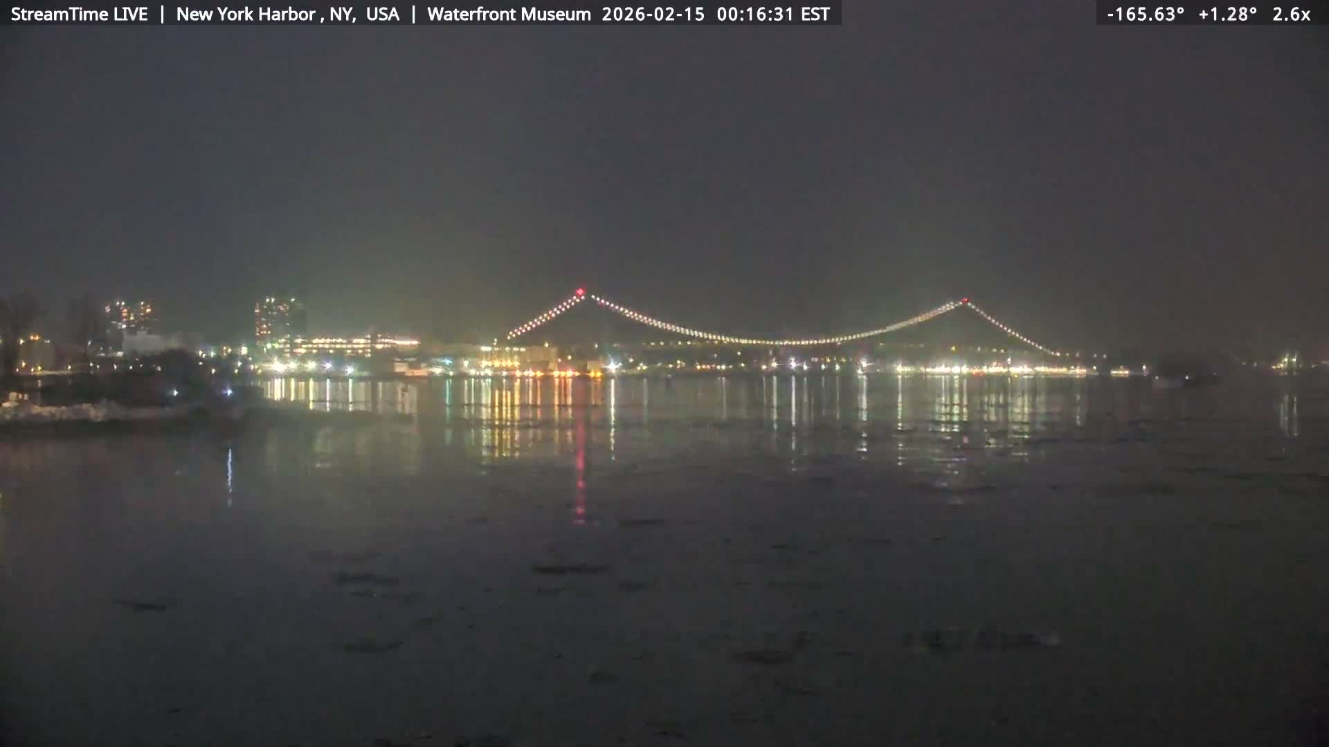 New York City Silhouette& Statue of Liberty View  from New York Bay Live Cam - Brooklyn, New York City, New York, USA