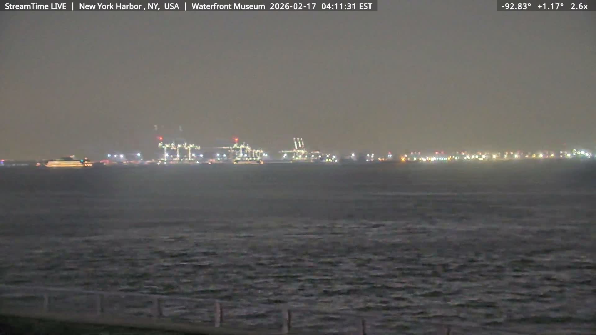 New York City Silhouette& Statue of Liberty View  from New York Bay Live Cam - Brooklyn, New York City, New York, USA