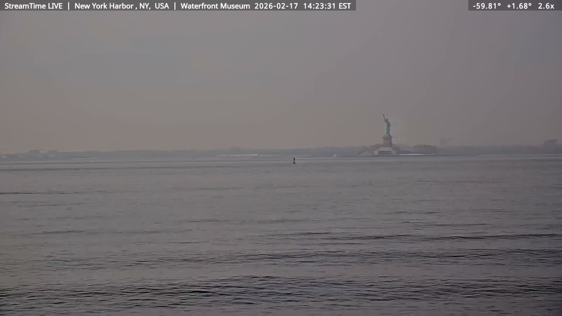 New York City Silhouette& Statue of Liberty View  from New York Bay Live Cam - Brooklyn, New York City, New York, USA