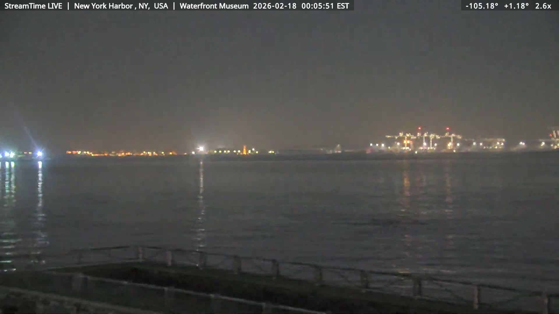 New York City Silhouette& Statue of Liberty View  from New York Bay Live Cam - Brooklyn, New York City, New York, USA