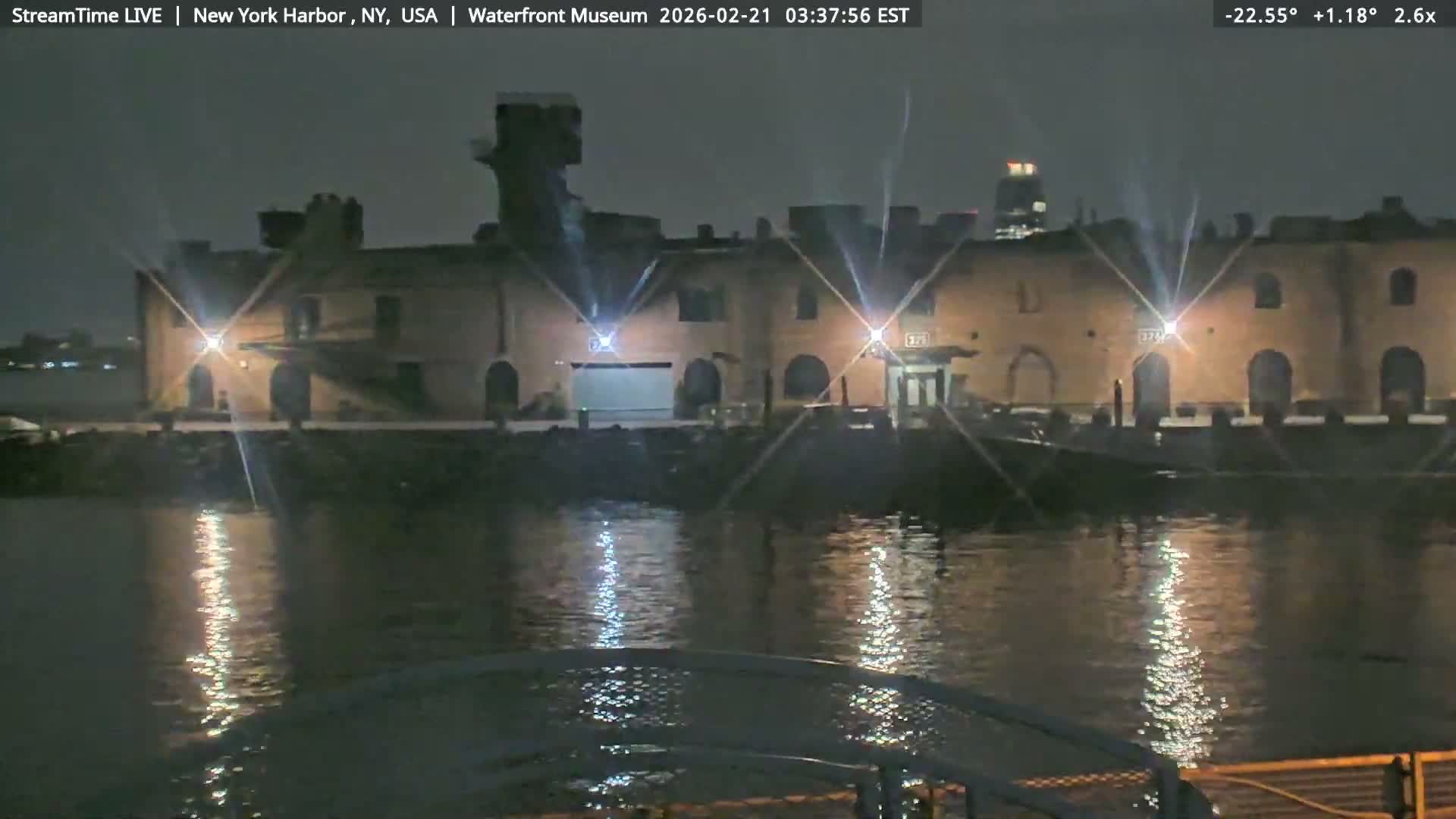 New York City Silhouette& Statue of Liberty View  from New York Bay Live Cam - Brooklyn, New York City, New York, USA