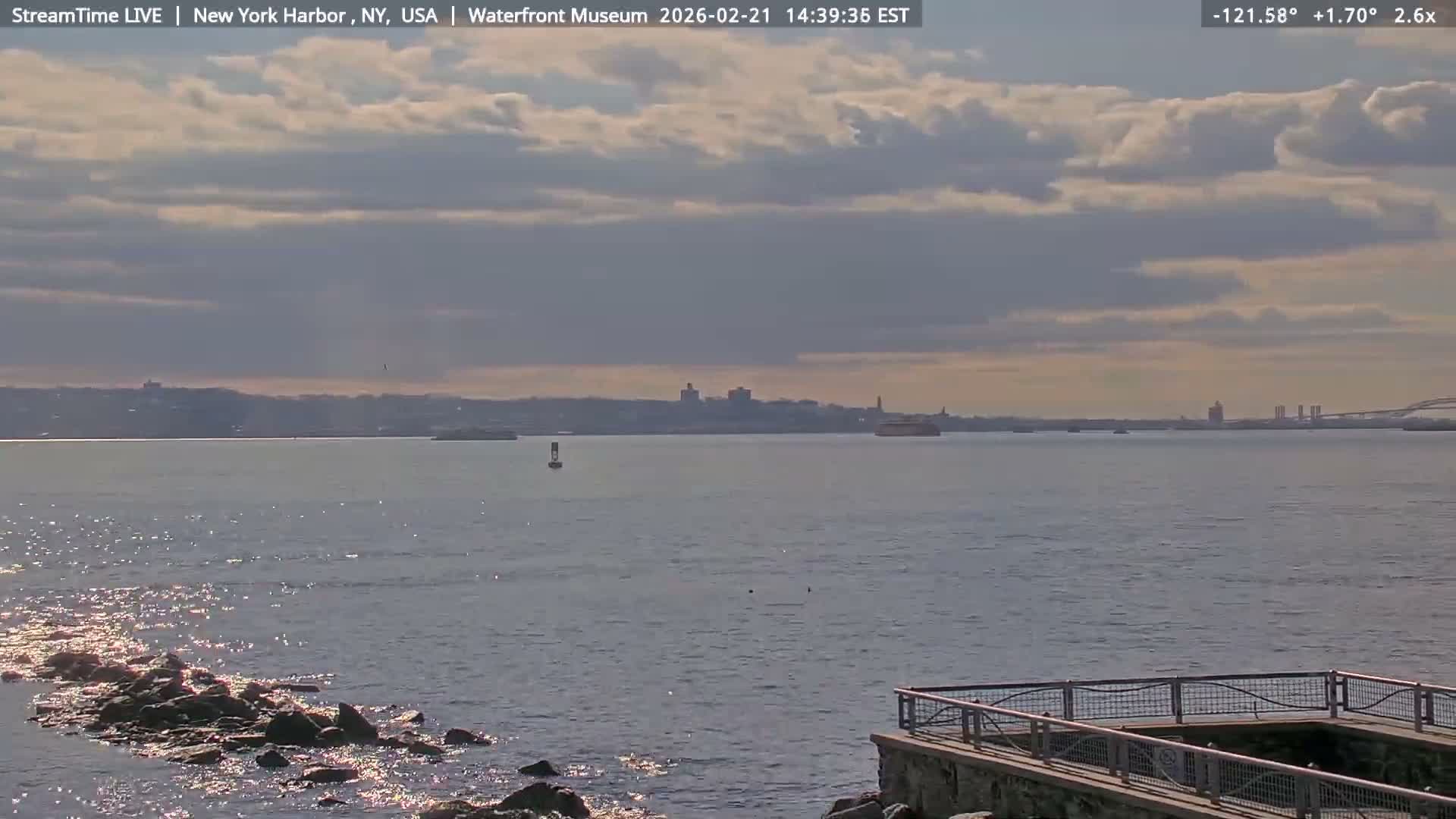 New York City Silhouette& Statue of Liberty View  from New York Bay Live Cam - Brooklyn, New York City, New York, USA