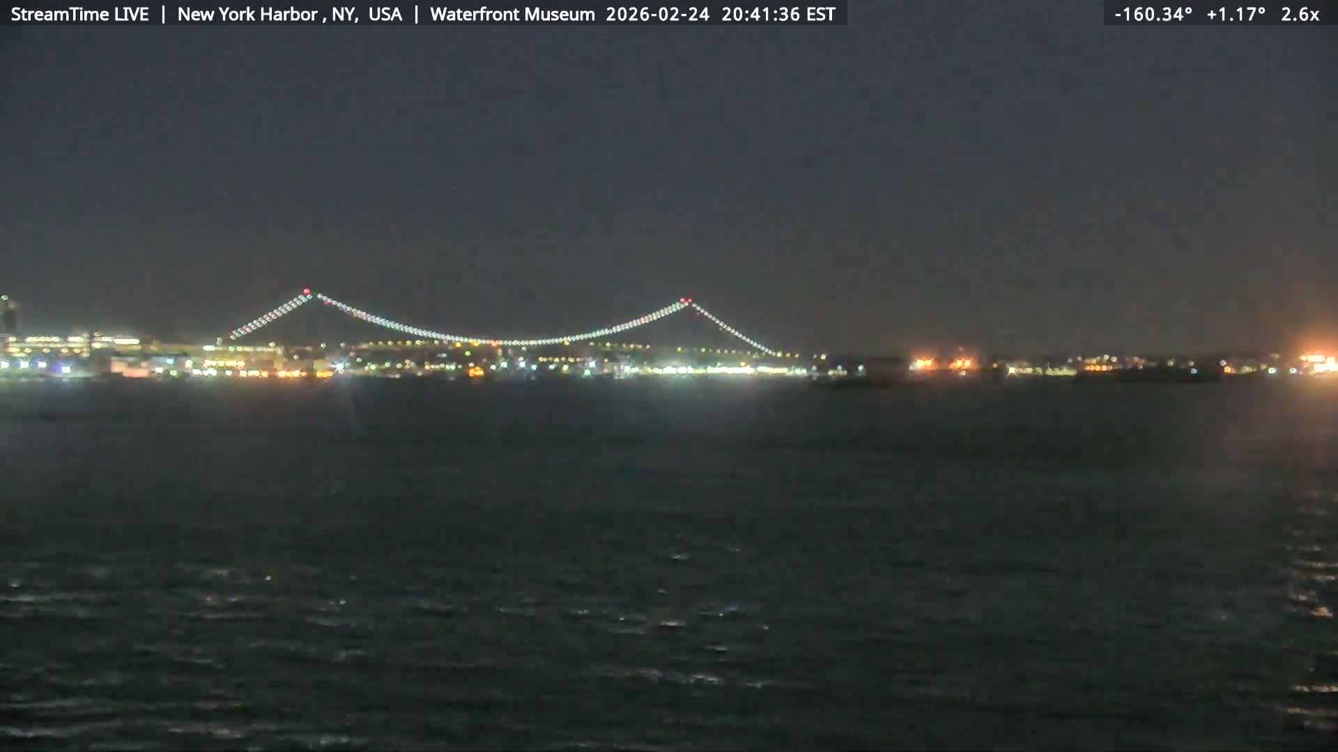 New York City Silhouette& Statue of Liberty View  from New York Bay Live Cam - Brooklyn, New York City, New York, USA