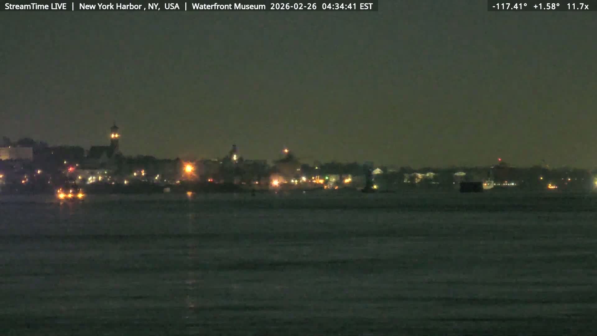 New York City Silhouette& Statue of Liberty View  from New York Bay Live Cam - Brooklyn, New York City, New York, USA
