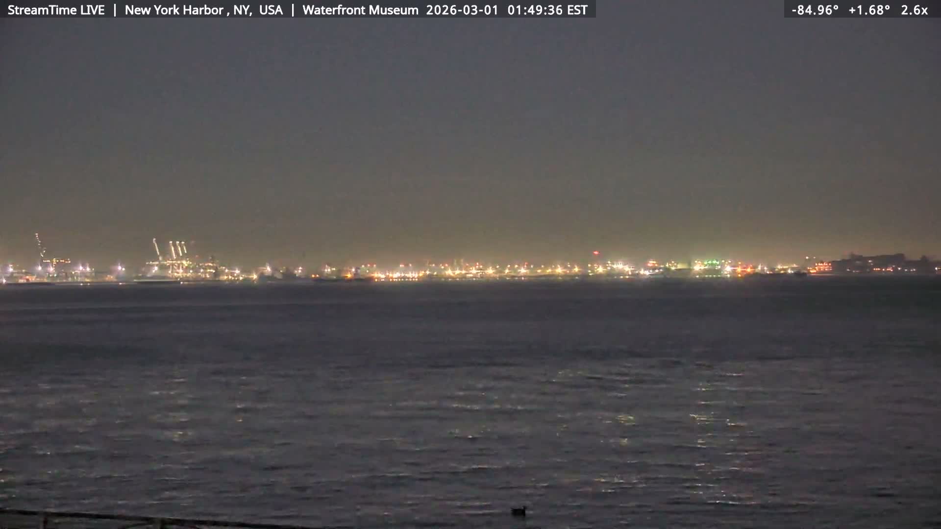New York City Silhouette& Statue of Liberty View  from New York Bay Live Cam - Brooklyn, New York City, New York, USA