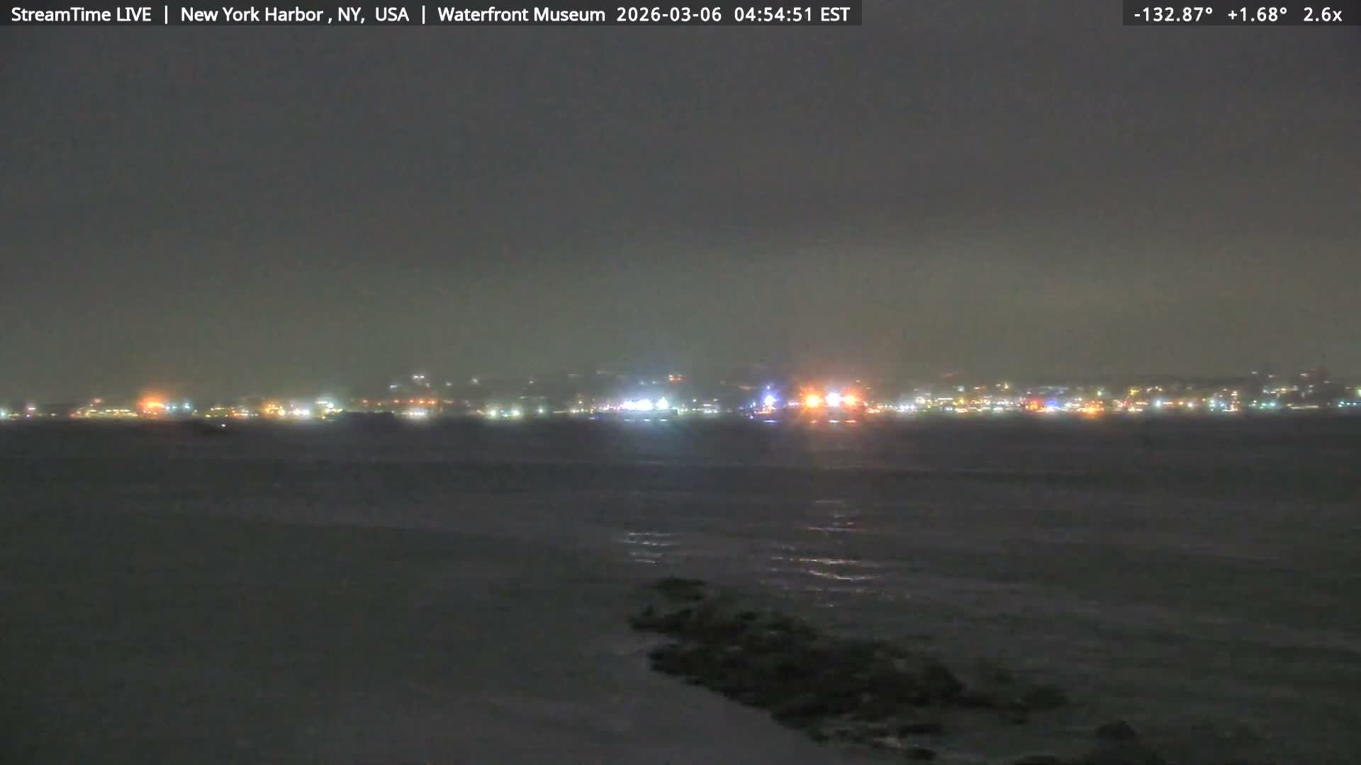 New York City Silhouette& Statue of Liberty View  from New York Bay Live Cam - Brooklyn, New York City, New York, USA