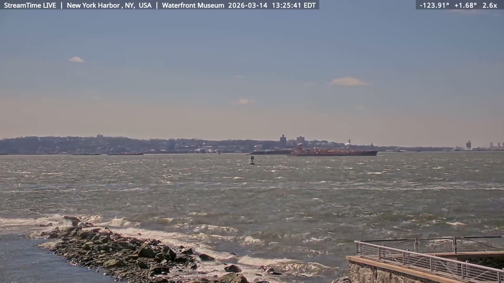 New York City Silhouette& Statue of Liberty View  from New York Bay Live Cam - Brooklyn, New York City, New York, USA