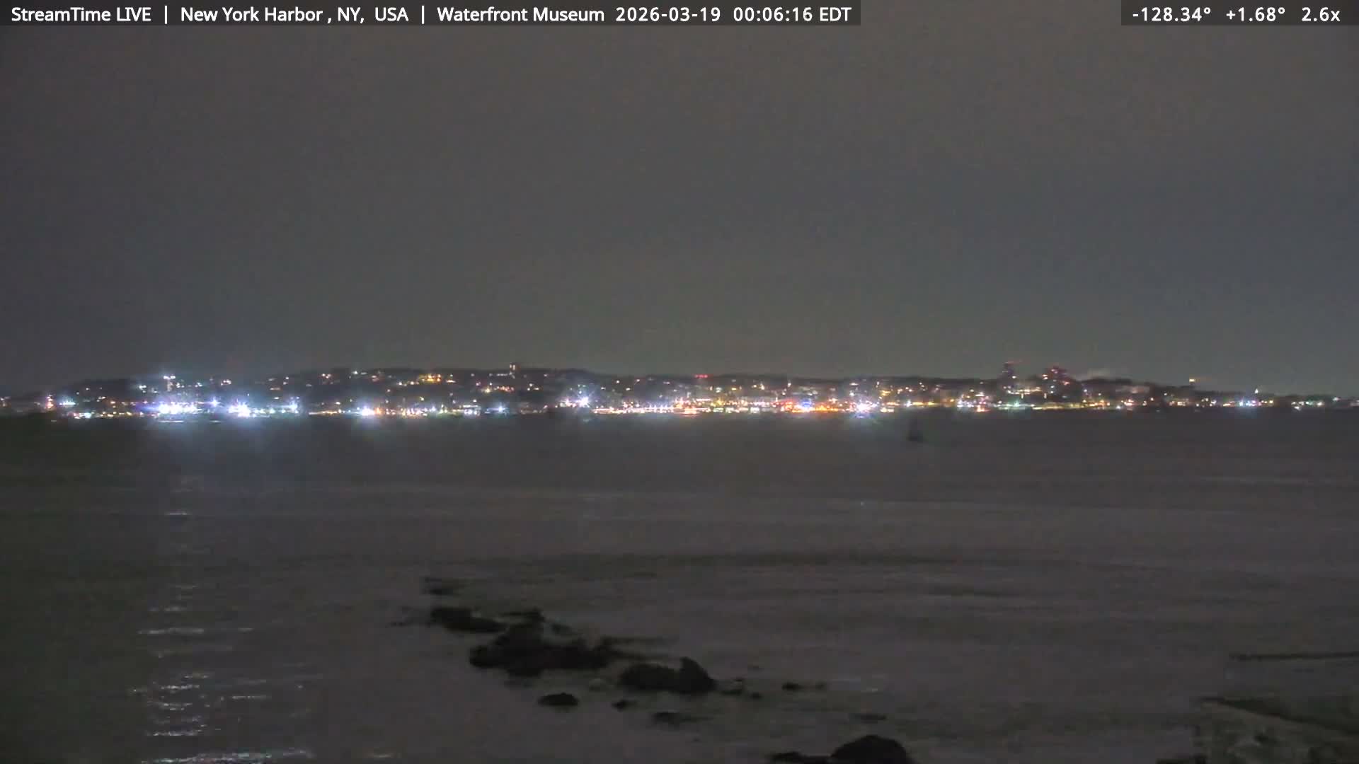 New York City Silhouette& Statue of Liberty View  from New York Bay Live Cam - Brooklyn, New York City, New York, USA