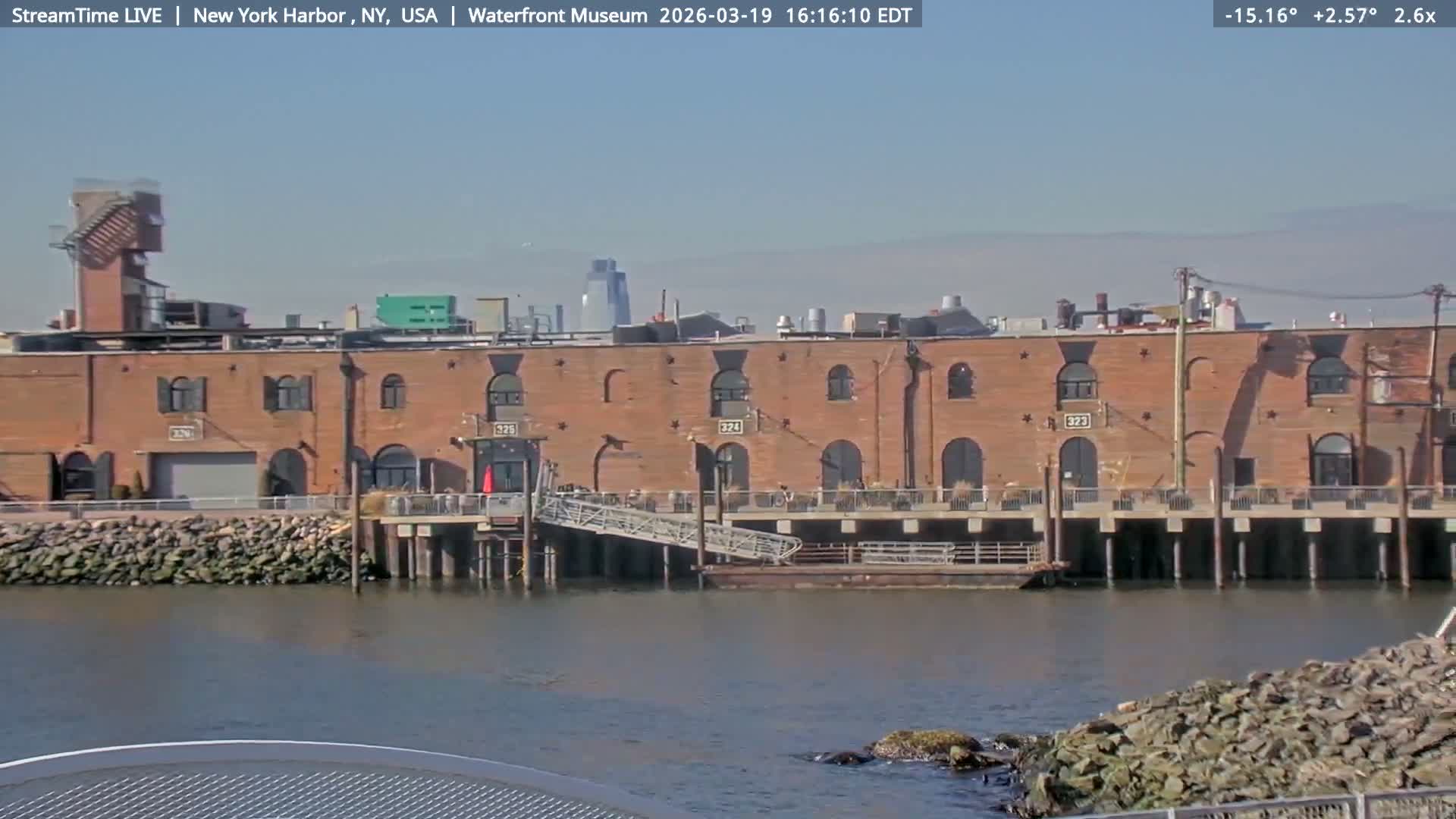 New York City Silhouette& Statue of Liberty View  from New York Bay Live Cam - Brooklyn, New York City, New York, USA