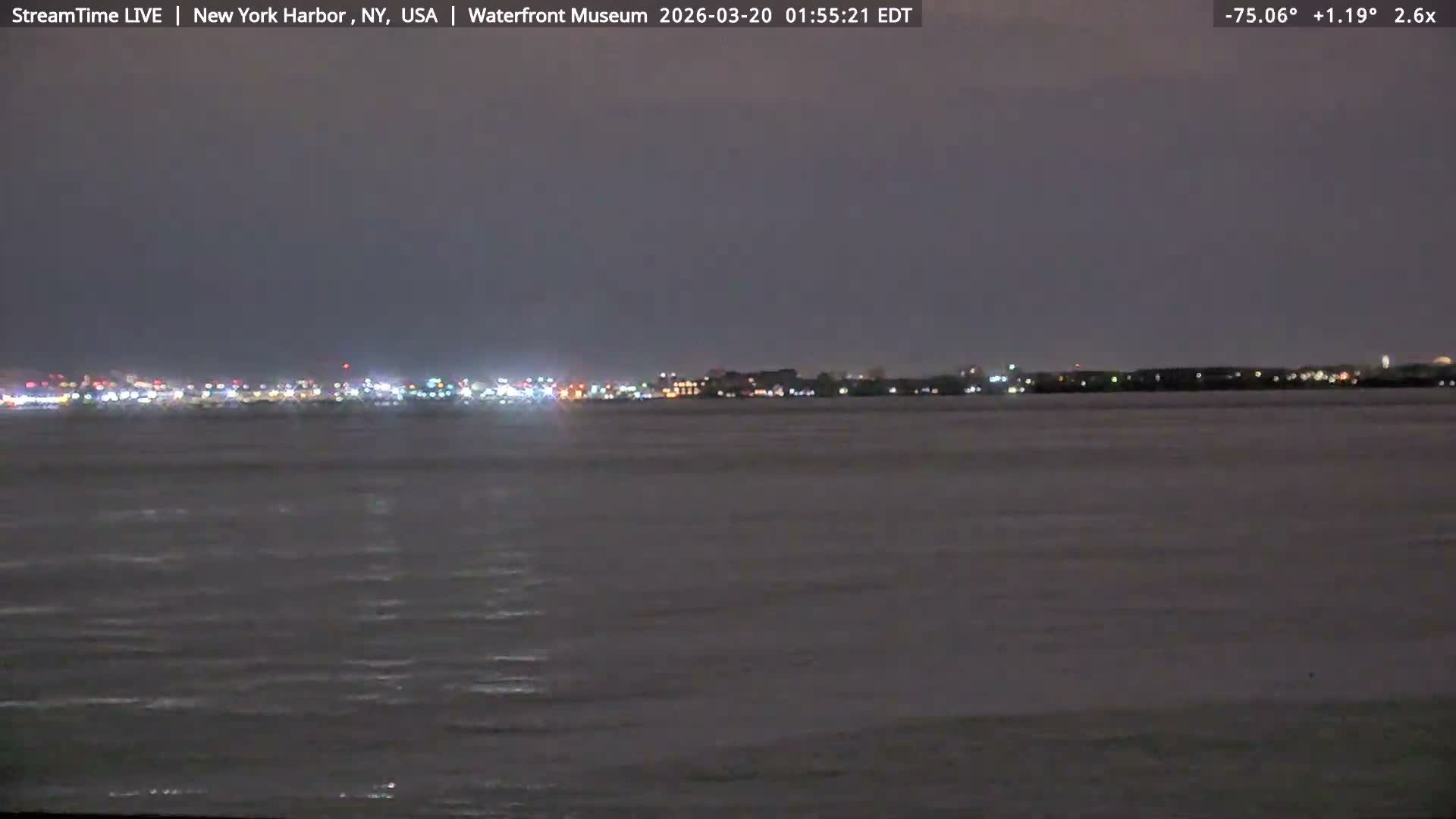 New York City Silhouette& Statue of Liberty View  from New York Bay Live Cam - Brooklyn, New York City, New York, USA