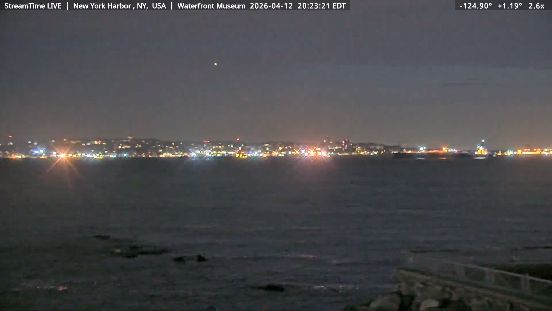 New York City Silhouette& Statue of Liberty View  from New York Bay Live Cam - Brooklyn, New York City, New York, USA