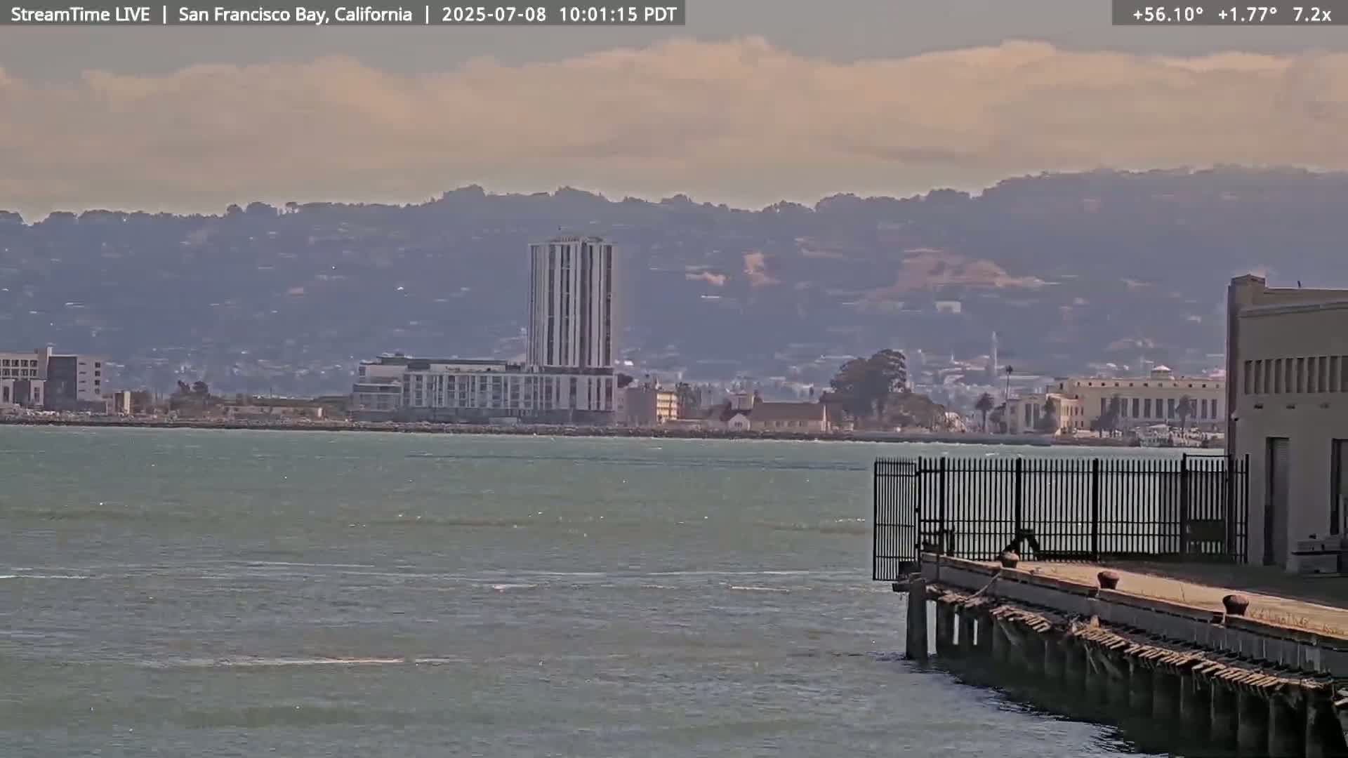 San Francisco City & San Francisco Bay Area (Oakland - Hayward) from Pier 23 Panoramic Live Cam - San Francisco, San Francisco Bay Area, California, USA
