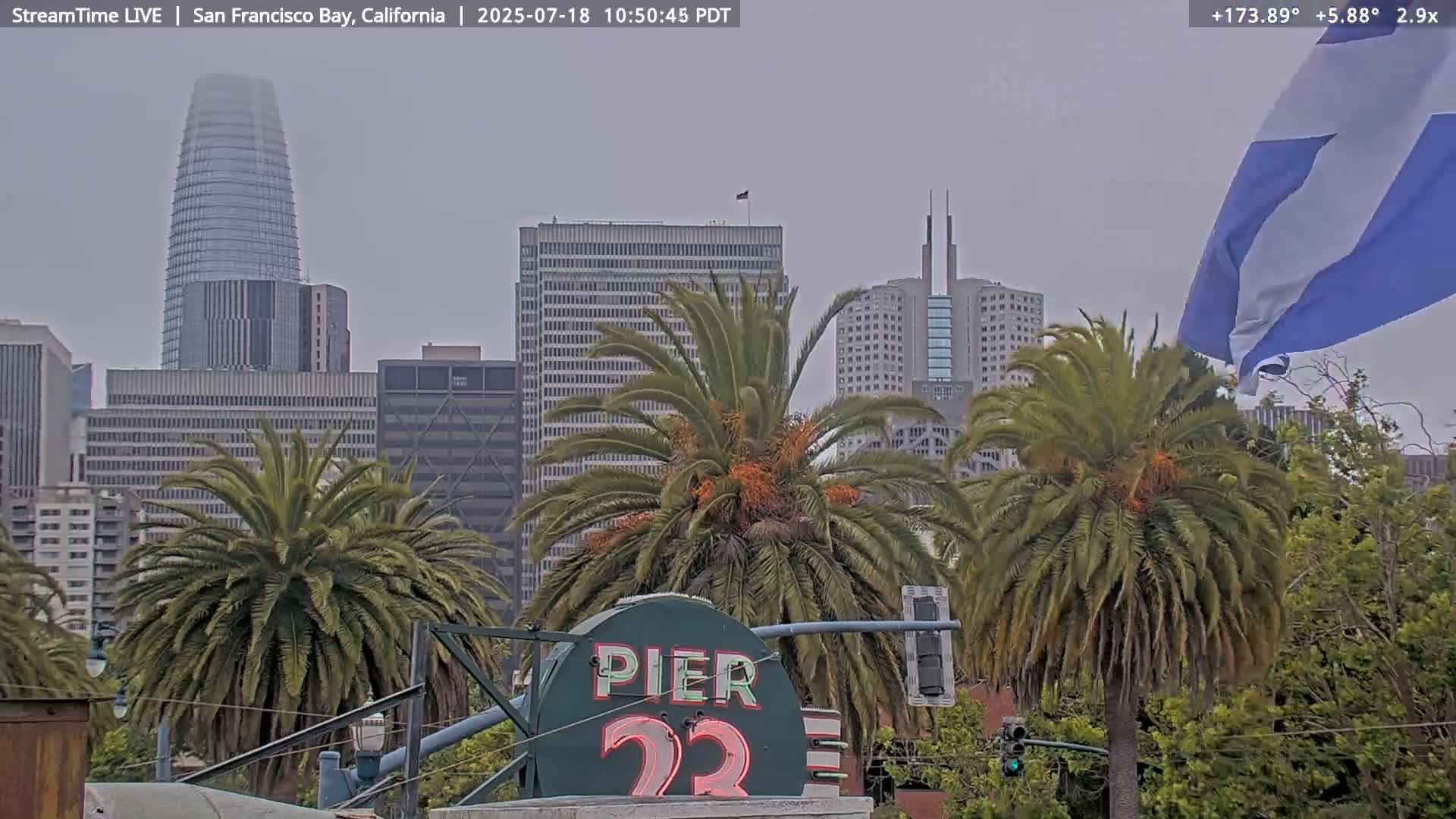 San Francisco City & San Francisco Bay Area (Oakland - Hayward) from Pier 23 Panoramic Live Cam - San Francisco, San Francisco Bay Area, California, USA