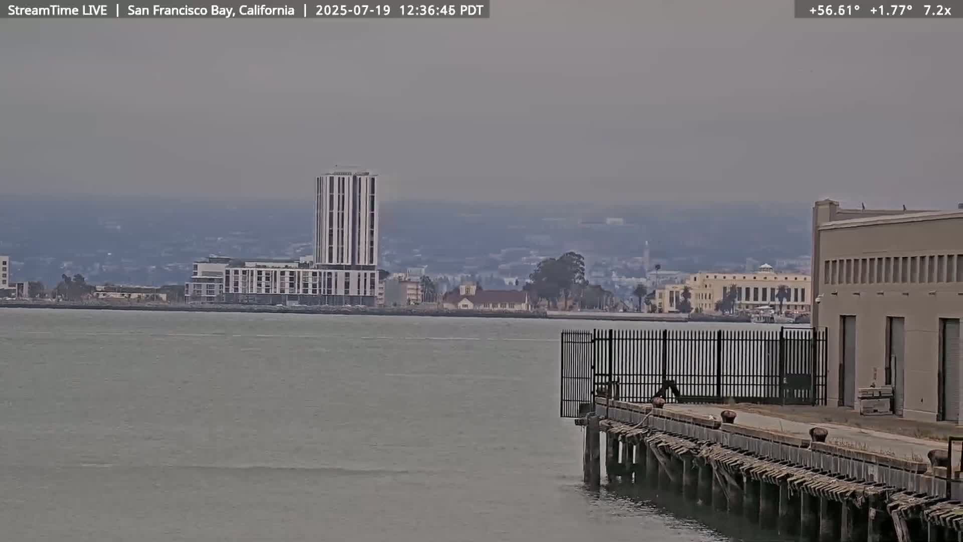 San Francisco City & San Francisco Bay Area (Oakland - Hayward) from Pier 23 Panoramic Live Cam - San Francisco, San Francisco Bay Area, California, USA