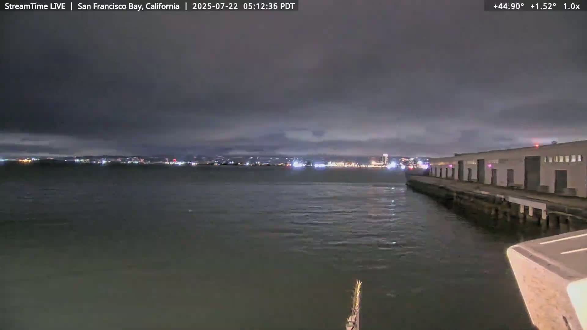 San Francisco City & San Francisco Bay Area (Oakland - Hayward) from Pier 23 Panoramic Live Cam - San Francisco, San Francisco Bay Area, California, USA