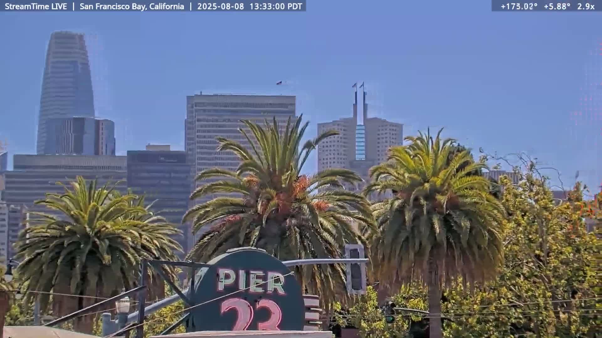 San Francisco City & San Francisco Bay Area (Oakland - Hayward) from Pier 23 Panoramic Live Cam - San Francisco, San Francisco Bay Area, California, USA