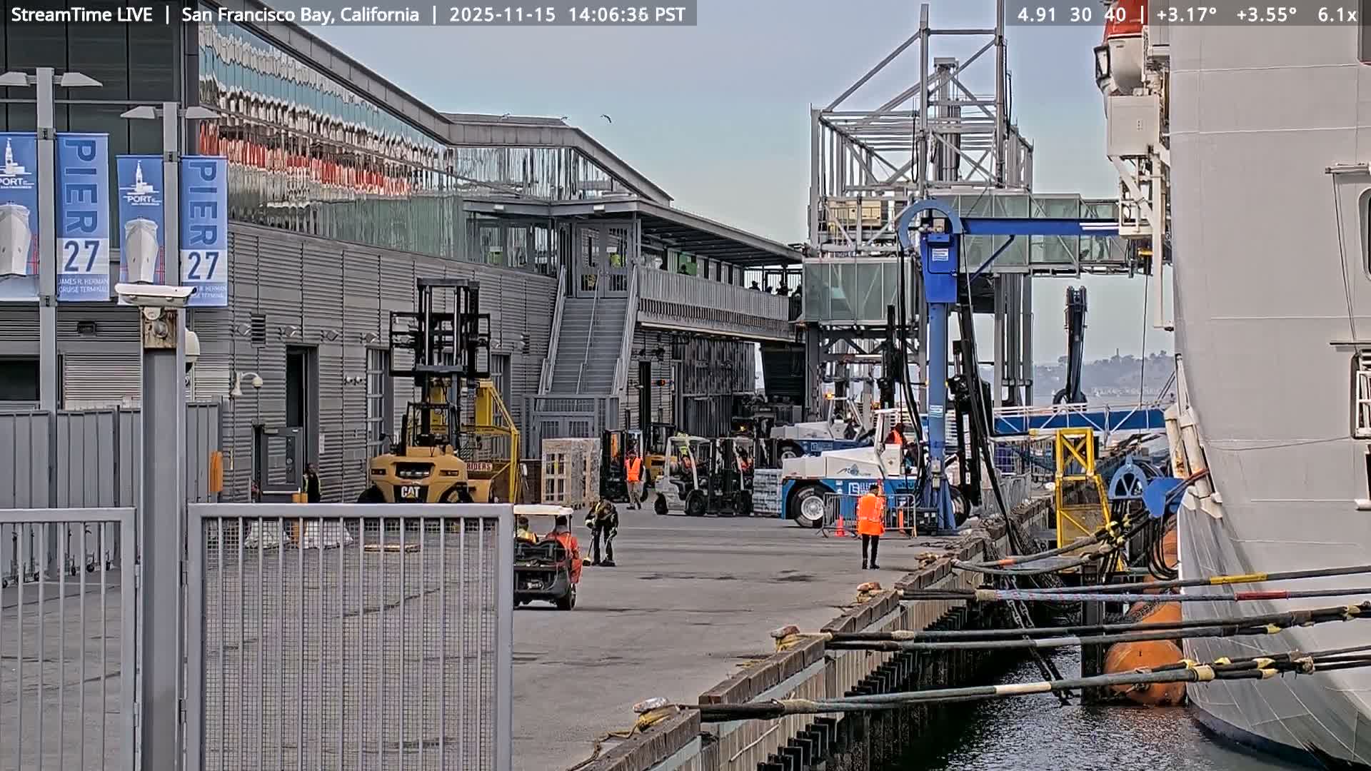 San Francisco City & San Francisco Bay Area (Oakland - Hayward) from Pier 23 Panoramic Live Cam - San Francisco, San Francisco Bay Area, California, USA