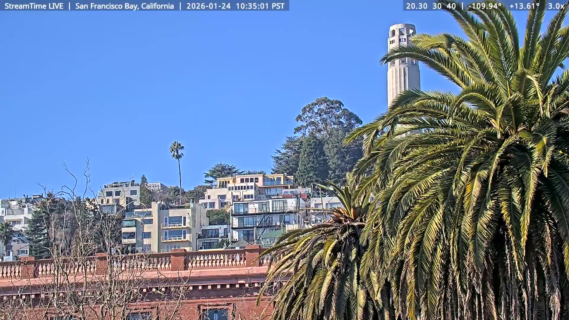 San Francisco City & San Francisco Bay Area (Oakland - Hayward) from Pier 23 Panoramic Live Cam - San Francisco, San Francisco Bay Area, California, USA