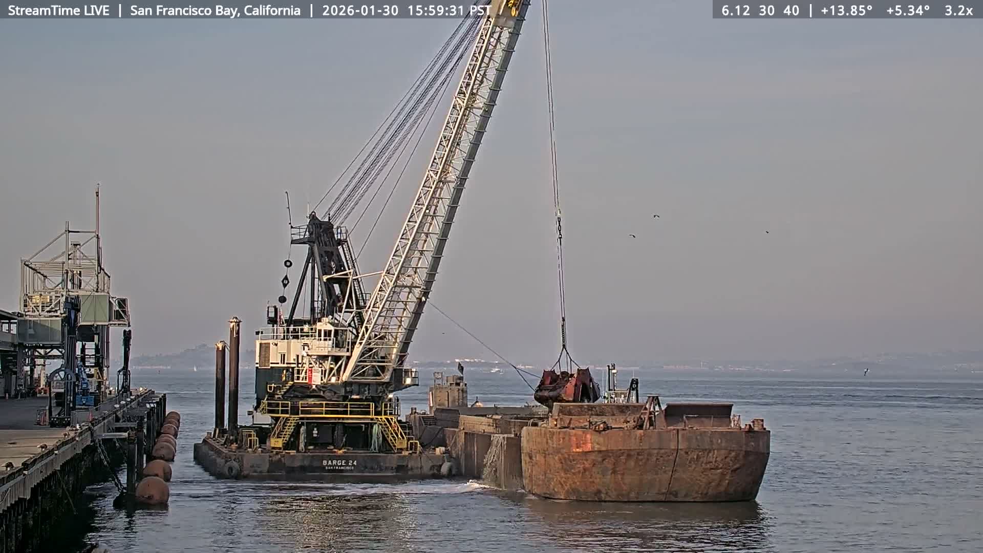 San Francisco City & San Francisco Bay Area (Oakland - Hayward) from Pier 23 Panoramic Live Cam - San Francisco, San Francisco Bay Area, California, USA