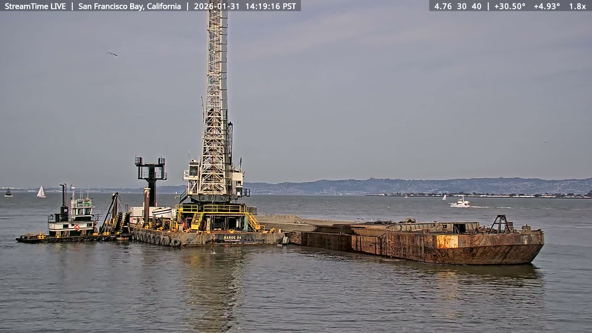 San Francisco City & San Francisco Bay Area (Oakland - Hayward) from Pier 23 Panoramic Live Cam - San Francisco, San Francisco Bay Area, California, USA