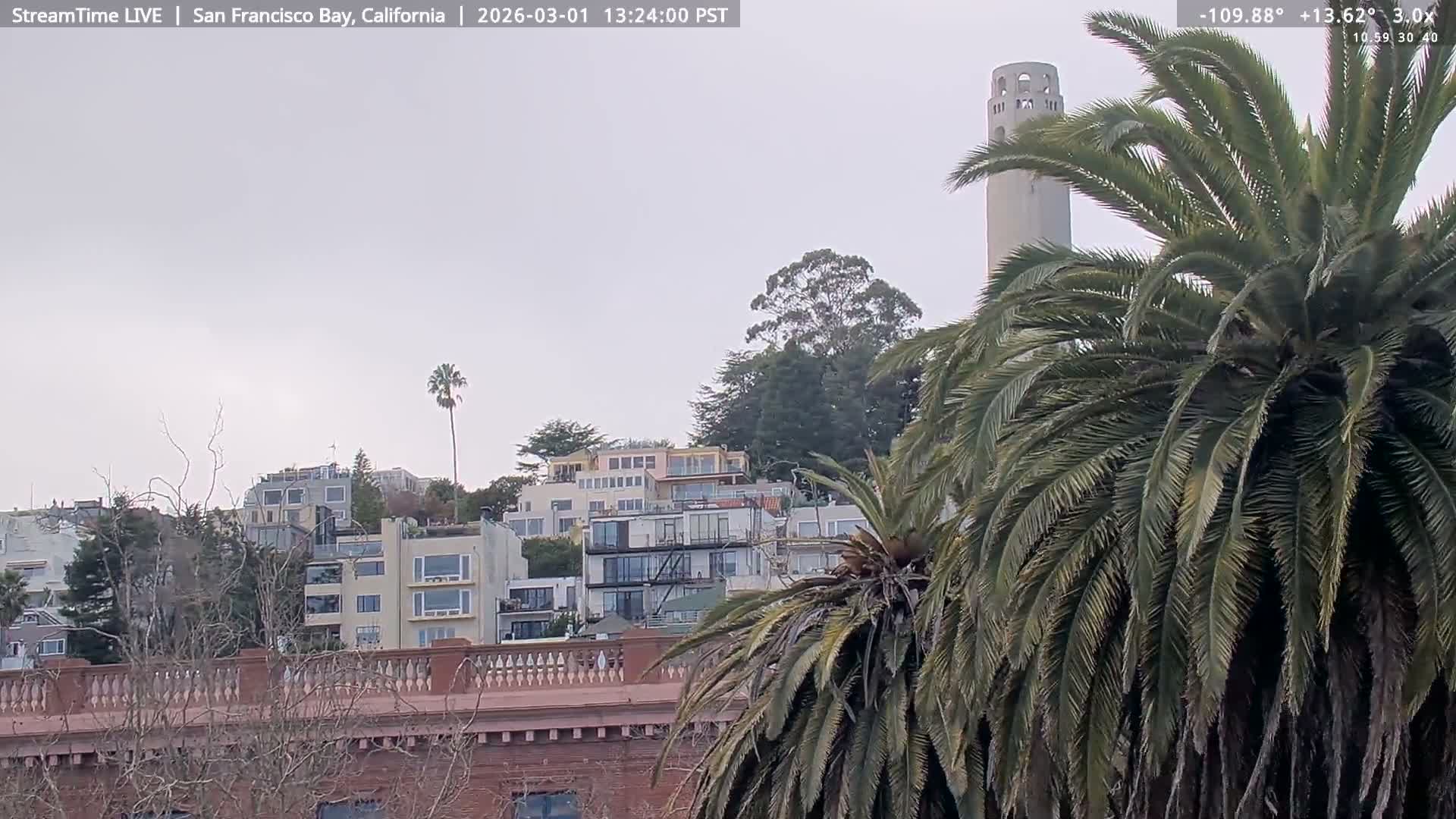 San Francisco City & San Francisco Bay Area (Oakland - Hayward) from Pier 23 Panoramic Live Cam - San Francisco, San Francisco Bay Area, California, USA