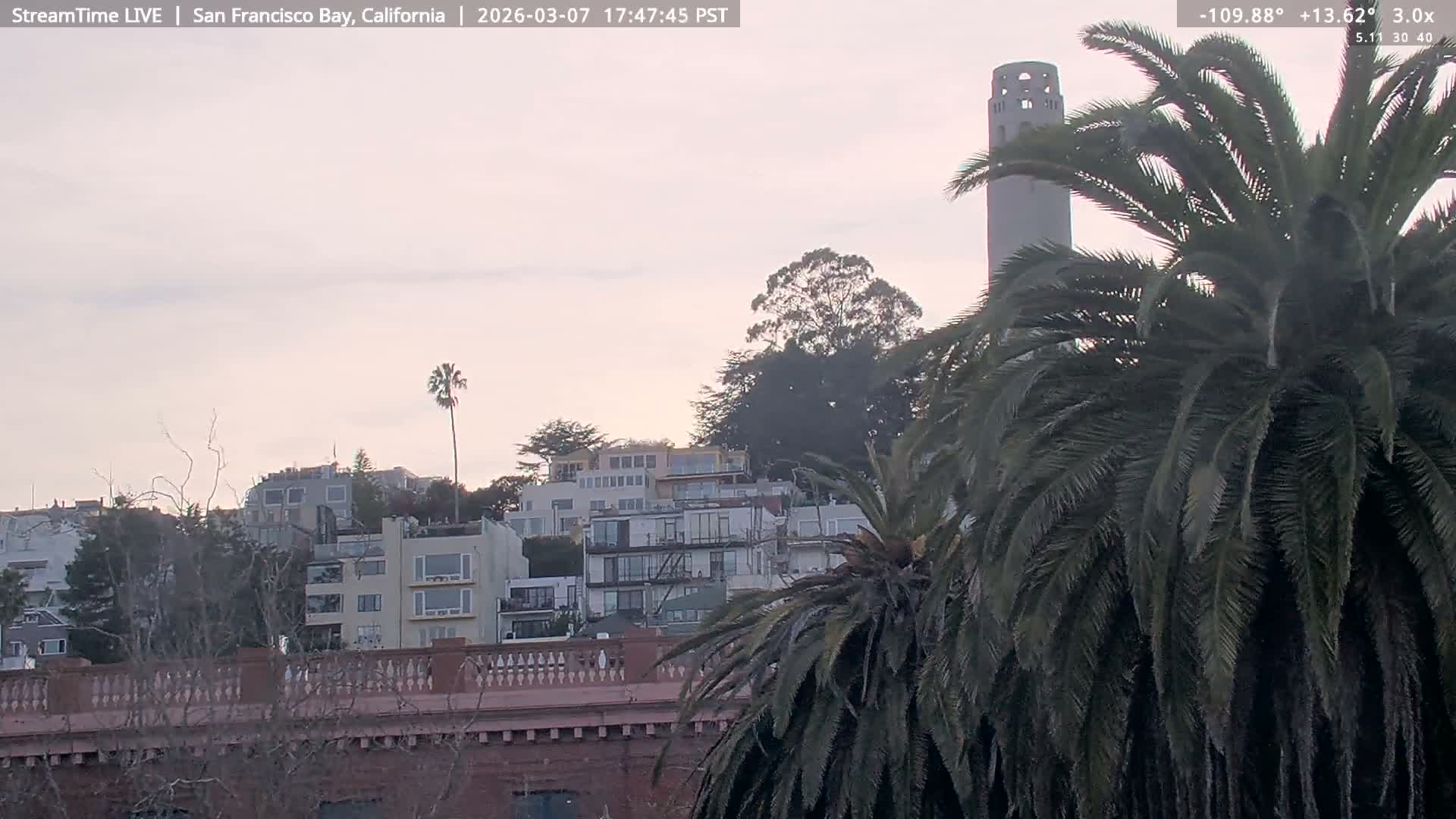 San Francisco City & San Francisco Bay Area (Oakland - Hayward) from Pier 23 Panoramic Live Cam - San Francisco, San Francisco Bay Area, California, USA