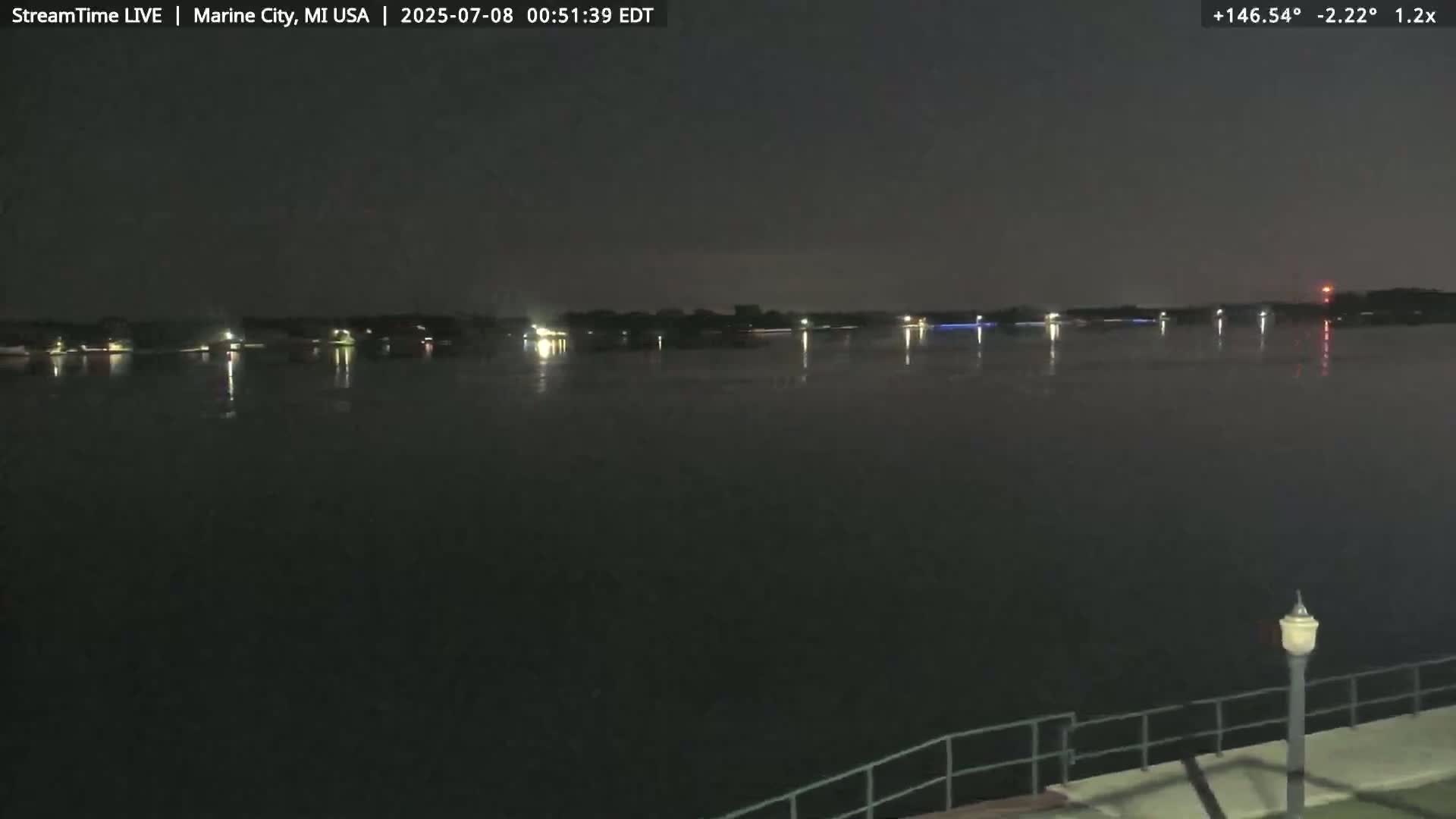 USA - Canada Border, Marine City Coast & St Clair River Live Cam - Marine City, St. Clair, Michigan, USA