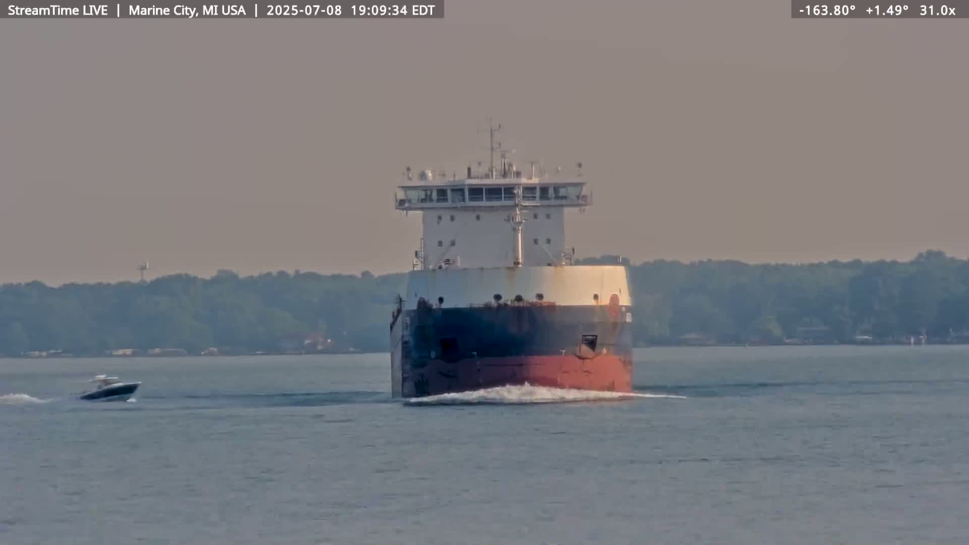 USA - Canada Border, Marine City Coast & St Clair River Live Cam - Marine City, St. Clair, Michigan, USA