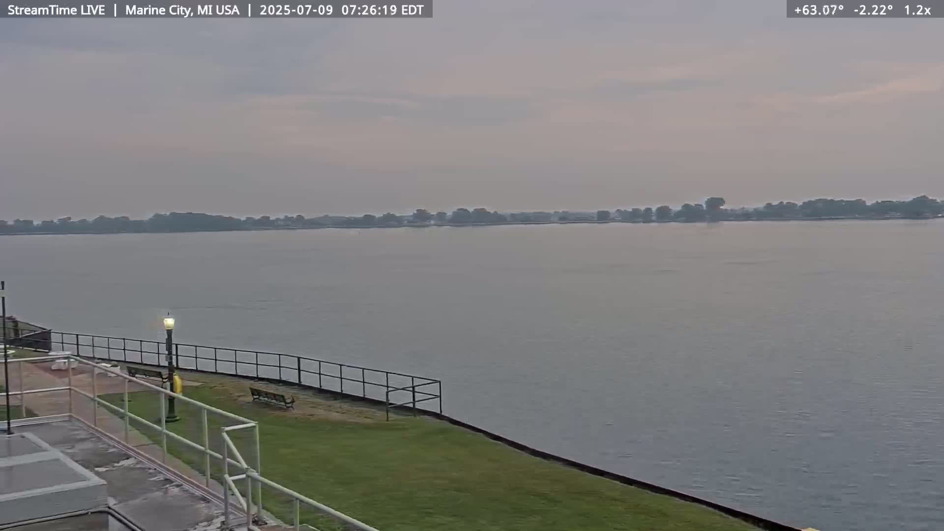 USA - Canada Border, Marine City Coast & St Clair River Live Cam - Marine City, St. Clair, Michigan, USA