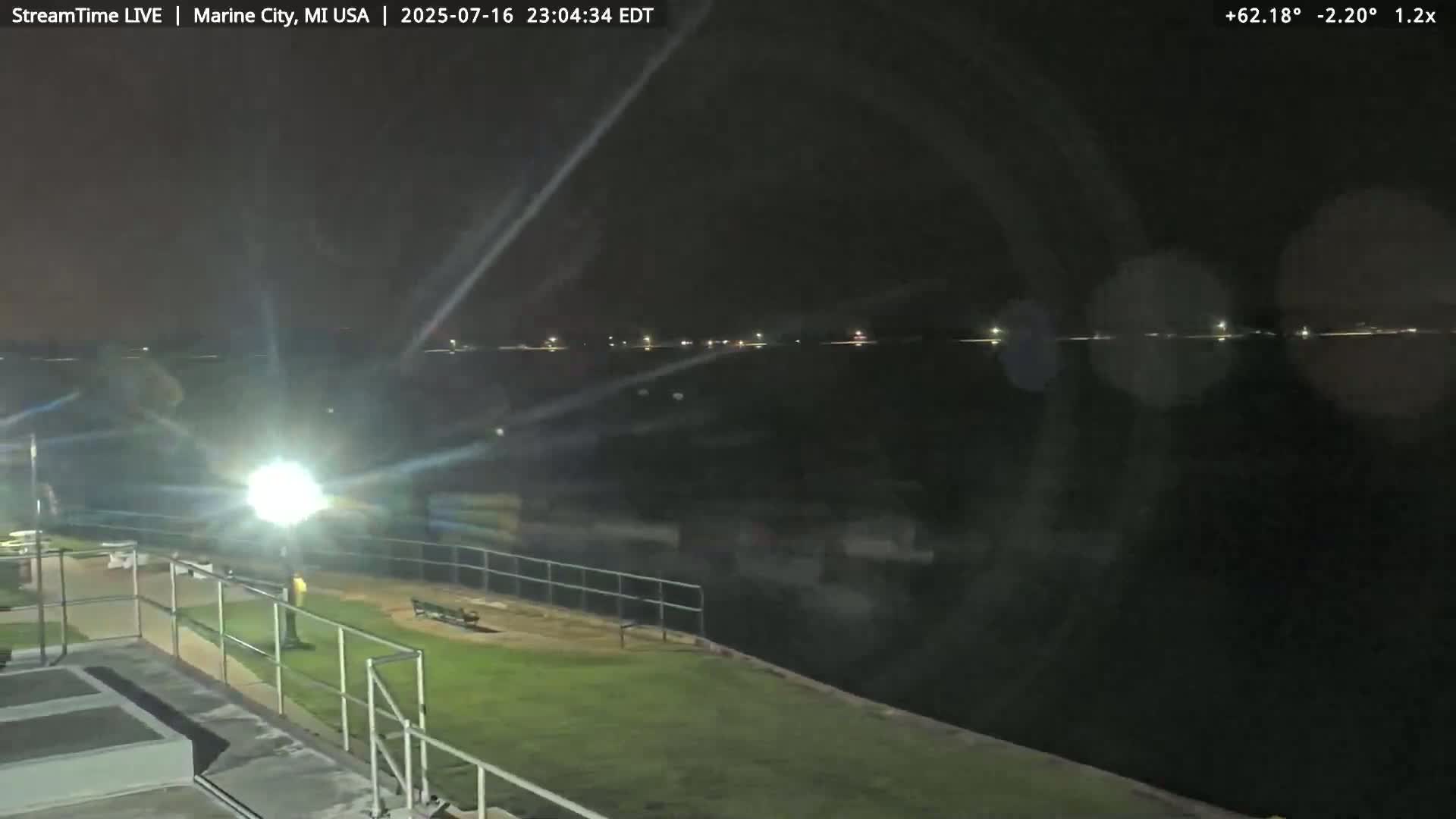 USA - Canada Border, Marine City Coast & St Clair River Live Cam - Marine City, St. Clair, Michigan, USA