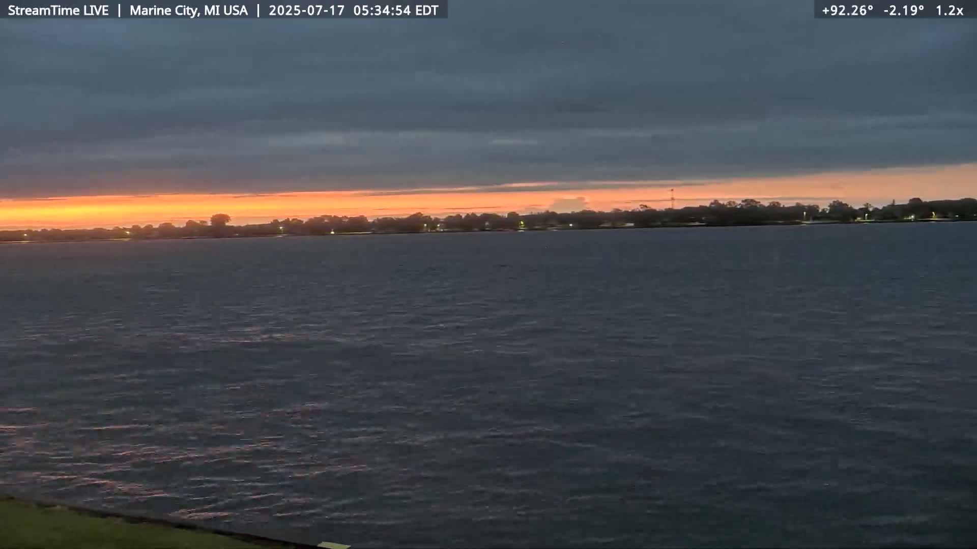USA - Canada Border, Marine City Coast & St Clair River Live Cam - Marine City, St. Clair, Michigan, USA