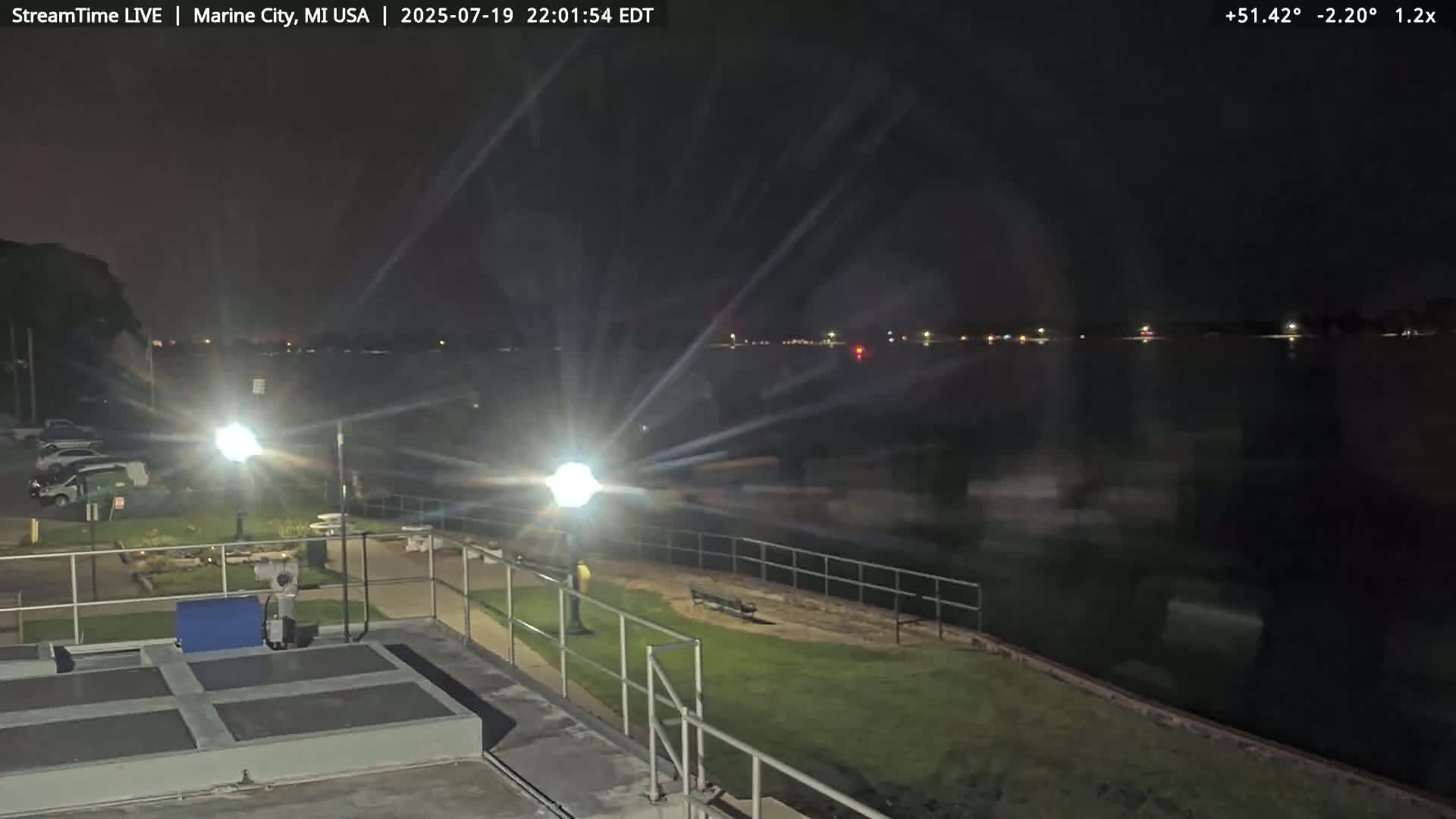 USA - Canada Border, Marine City Coast & St Clair River Live Cam - Marine City, St. Clair, Michigan, USA