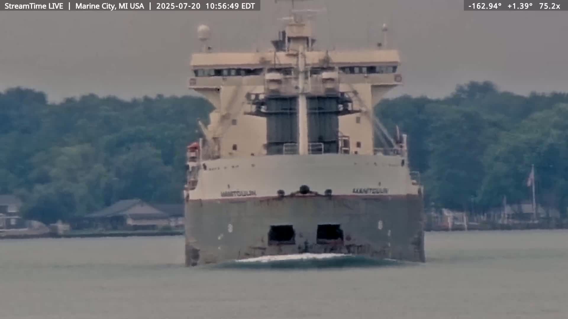 USA - Canada Border, Marine City Coast & St Clair River Live Cam - Marine City, St. Clair, Michigan, USA