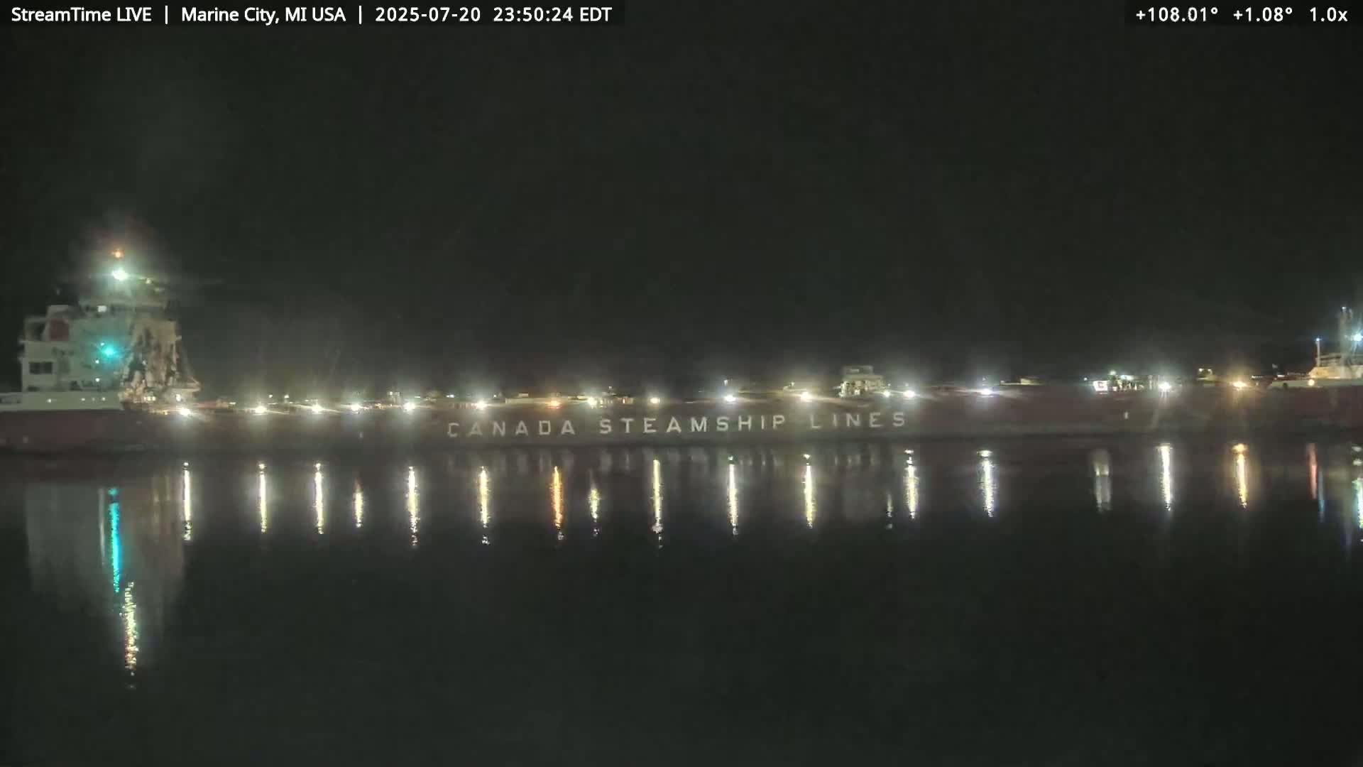 USA - Canada Border, Marine City Coast & St Clair River Live Cam - Marine City, St. Clair, Michigan, USA