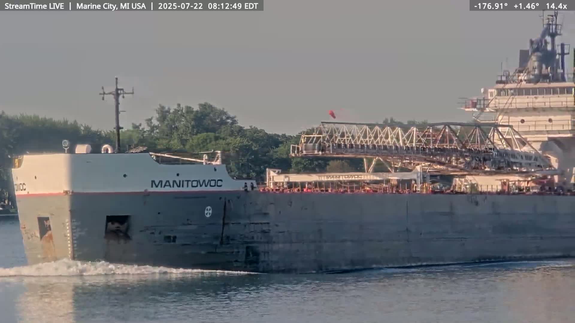 USA - Canada Border, Marine City Coast & St Clair River Live Cam - Marine City, St. Clair, Michigan, USA