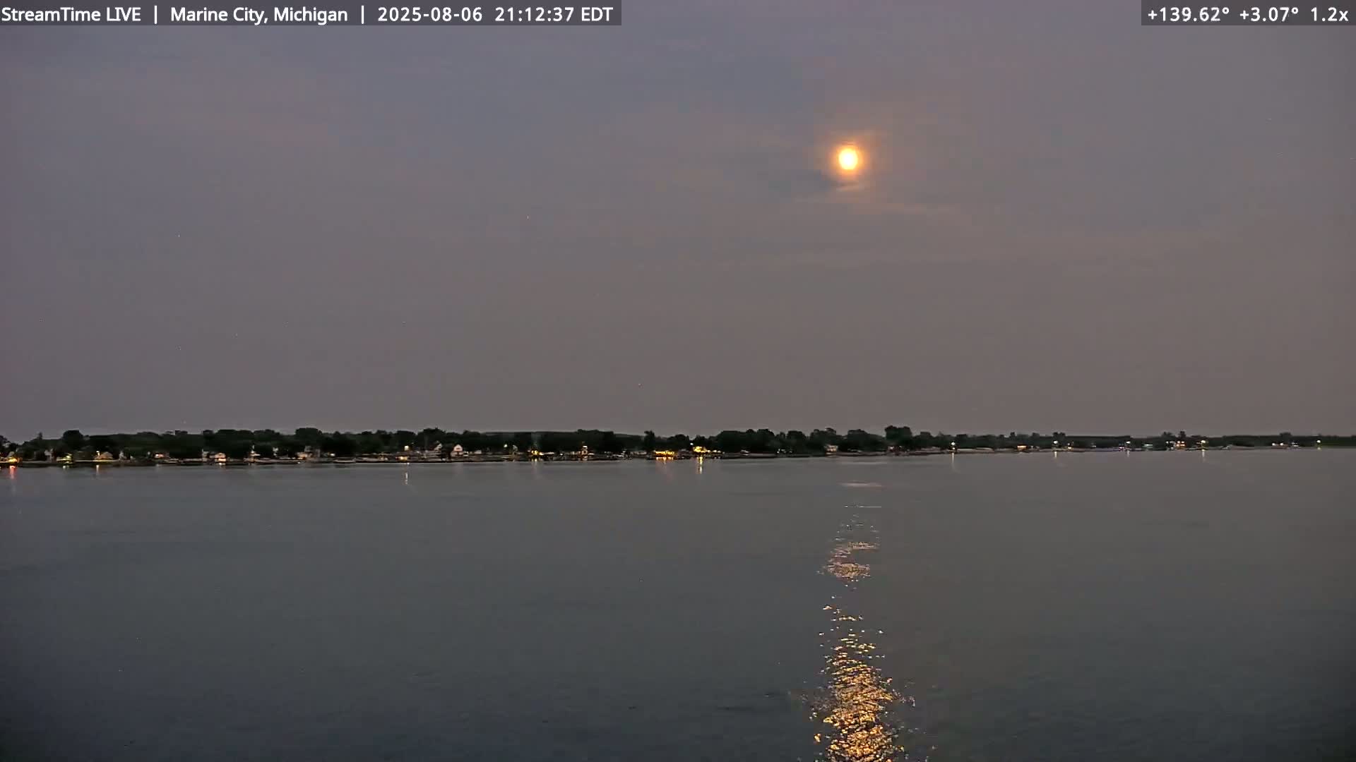 USA - Canada Border, Marine City Coast & St Clair River Live Cam - Marine City, St. Clair, Michigan, USA
