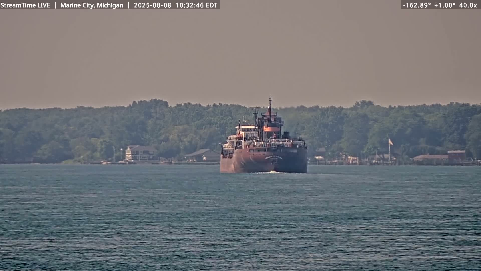 USA - Canada Border, Marine City Coast & St Clair River Live Cam - Marine City, St. Clair, Michigan, USA
