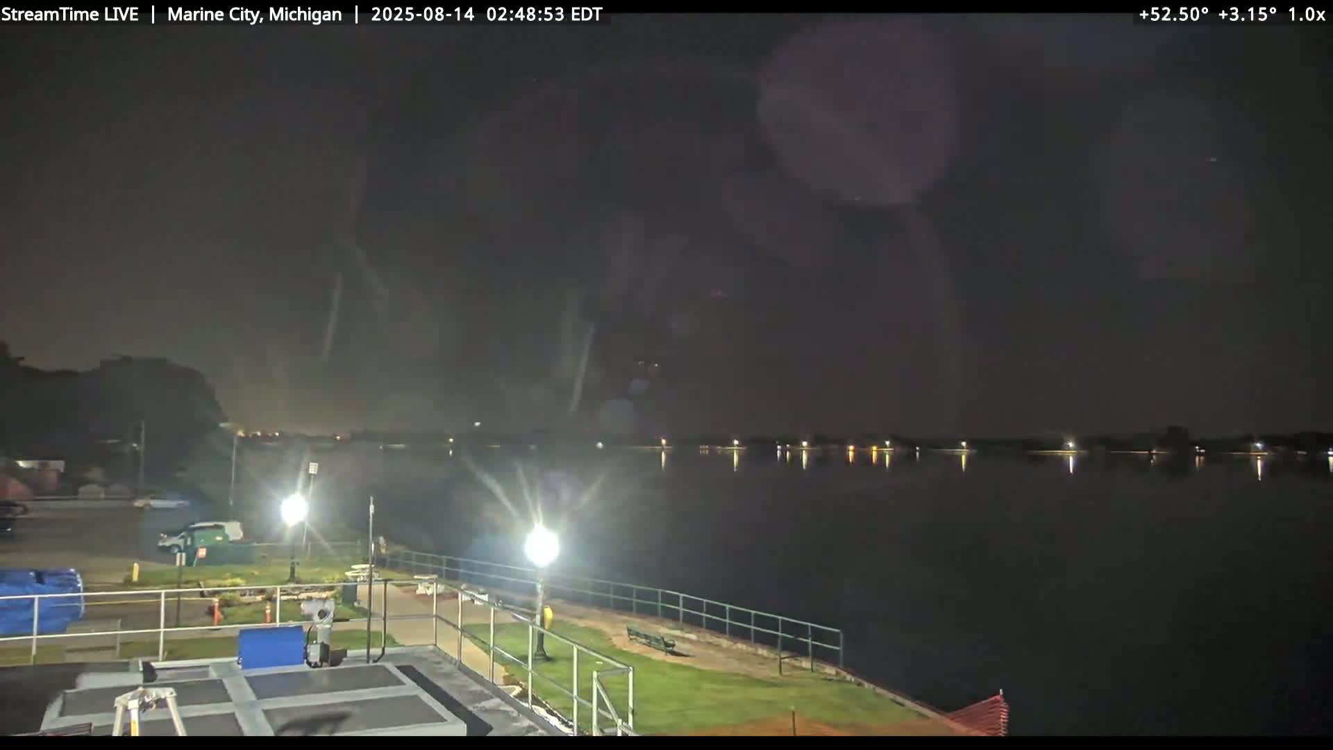 USA - Canada Border, Marine City Coast & St Clair River Live Cam - Marine City, St. Clair, Michigan, USA