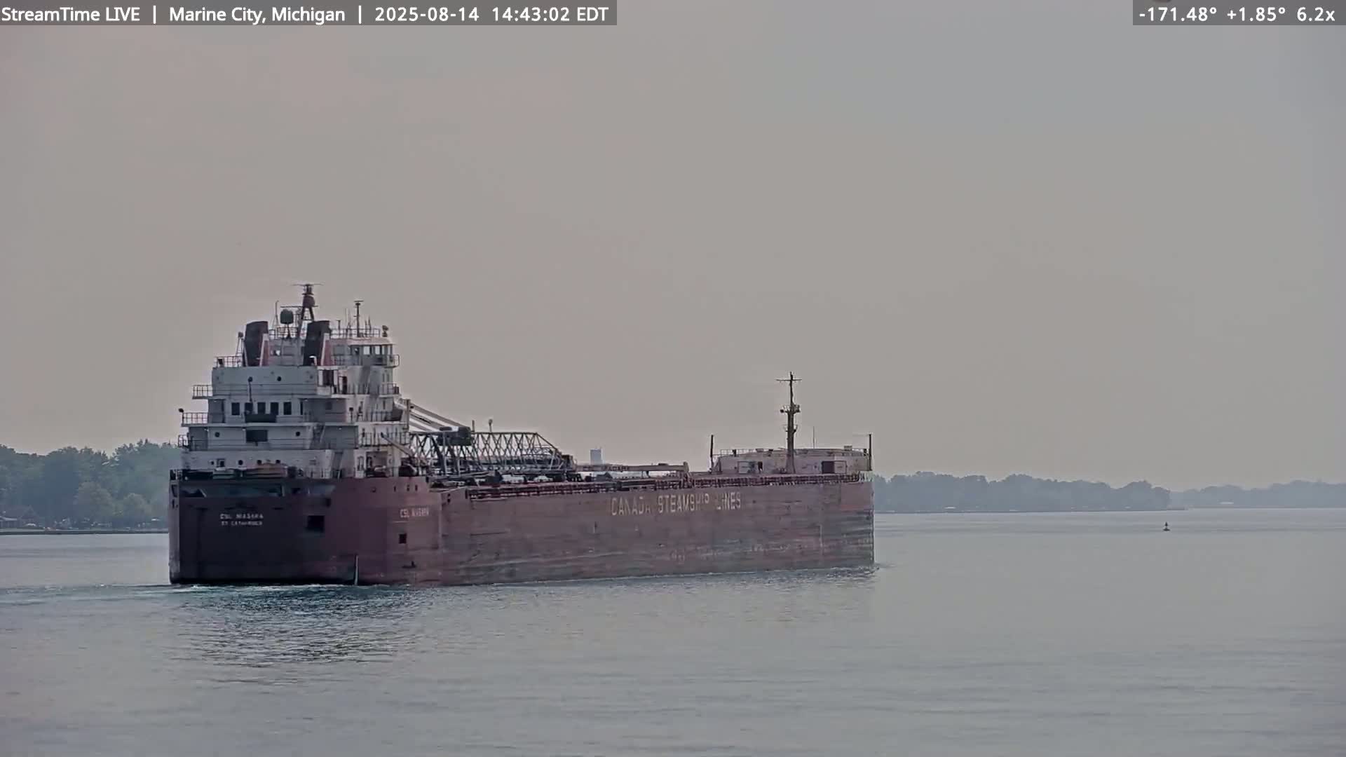 USA - Canada Border, Marine City Coast & St Clair River Live Cam - Marine City, St. Clair, Michigan, USA