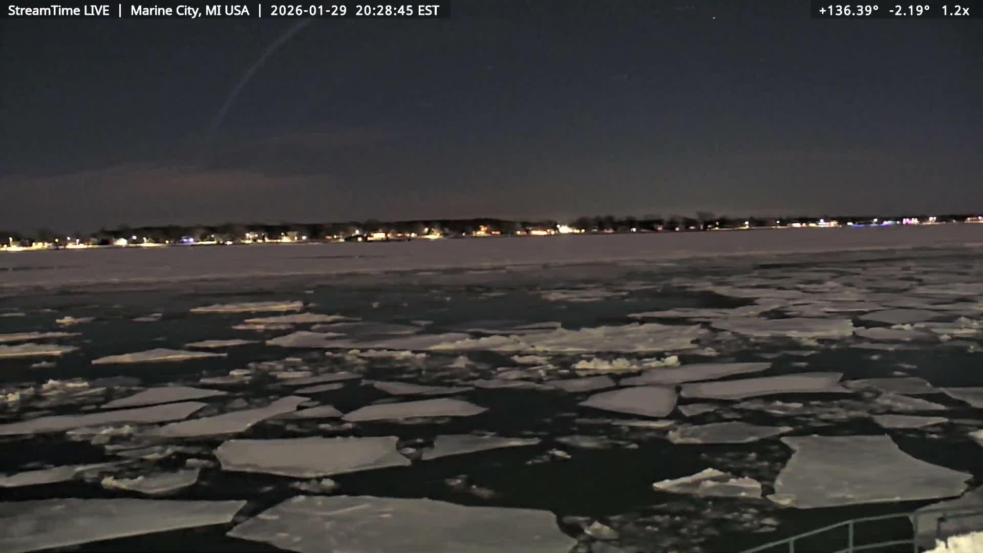 USA - Canada Border, Marine City Coast & St Clair River Live Cam - Marine City, St. Clair, Michigan, USA