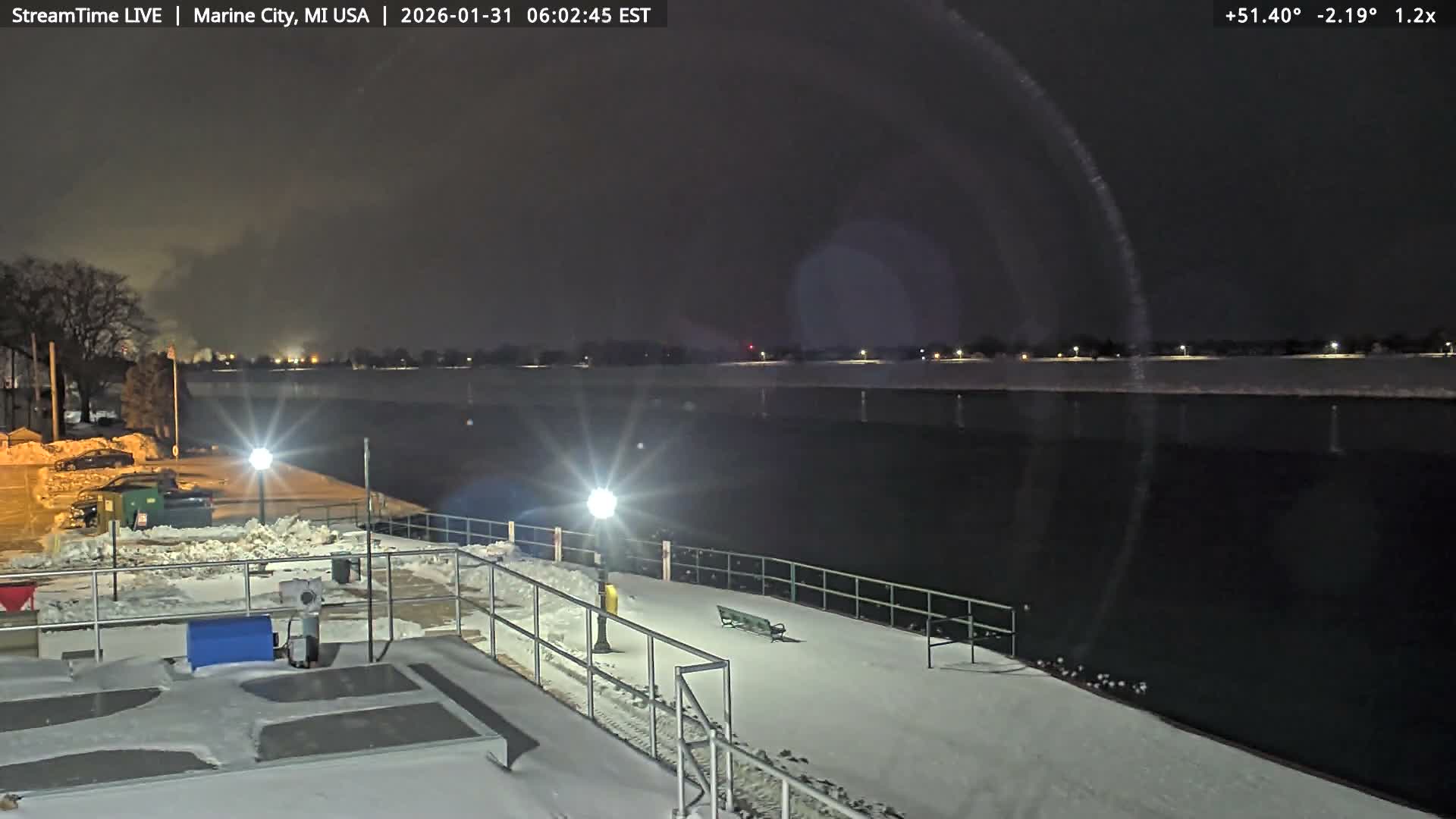 USA - Canada Border, Marine City Coast & St Clair River Live Cam - Marine City, St. Clair, Michigan, USA