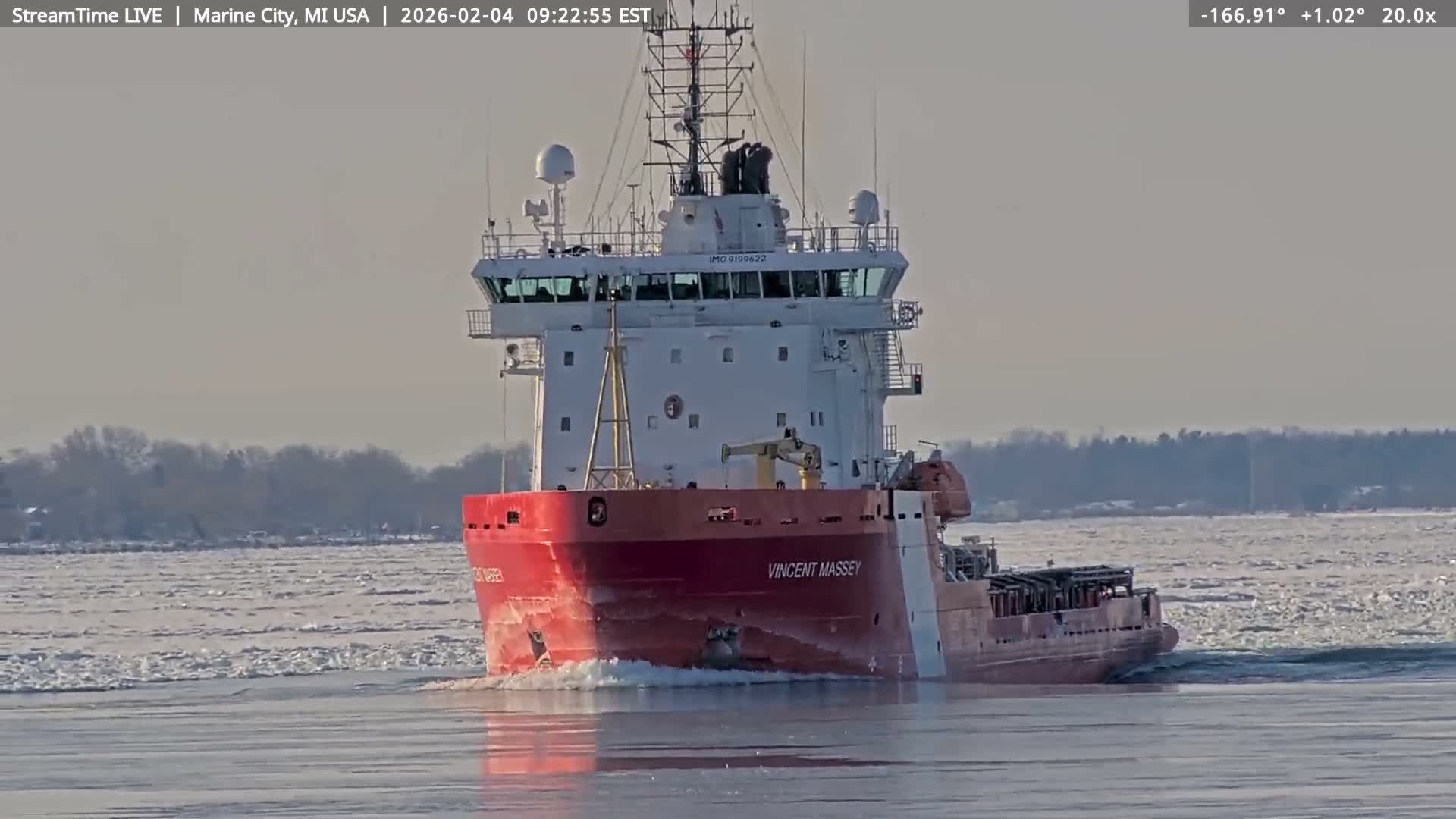 USA - Canada Border, Marine City Coast & St Clair River Live Cam - Marine City, St. Clair, Michigan, USA