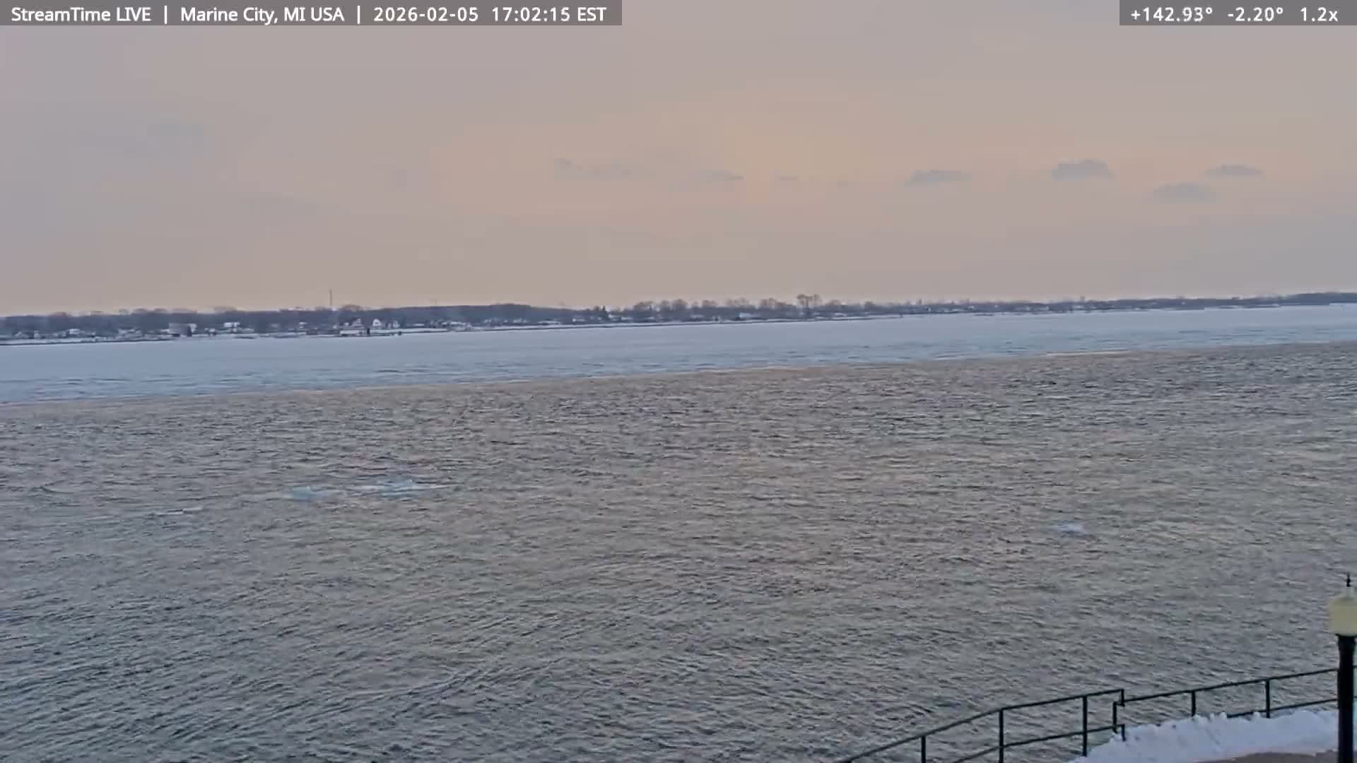 USA - Canada Border, Marine City Coast & St Clair River Live Cam - Marine City, St. Clair, Michigan, USA