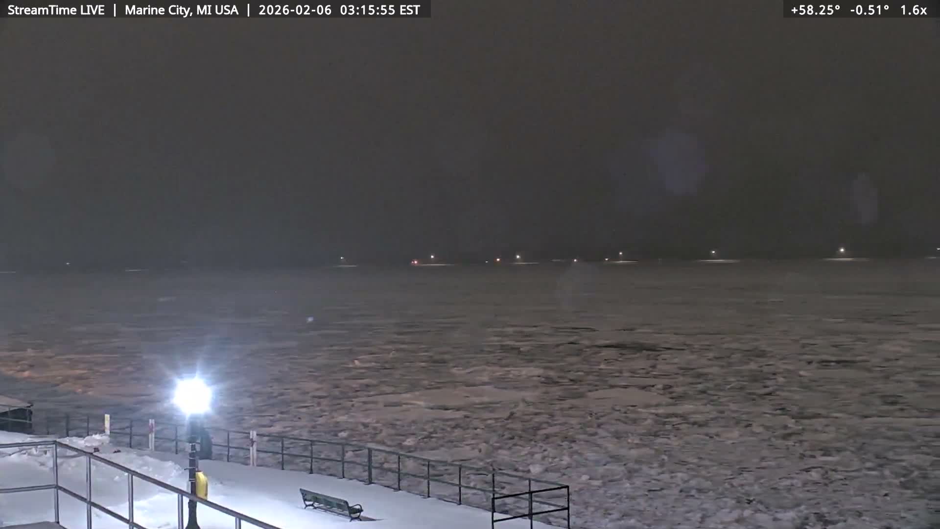USA - Canada Border, Marine City Coast & St Clair River Live Cam - Marine City, St. Clair, Michigan, USA