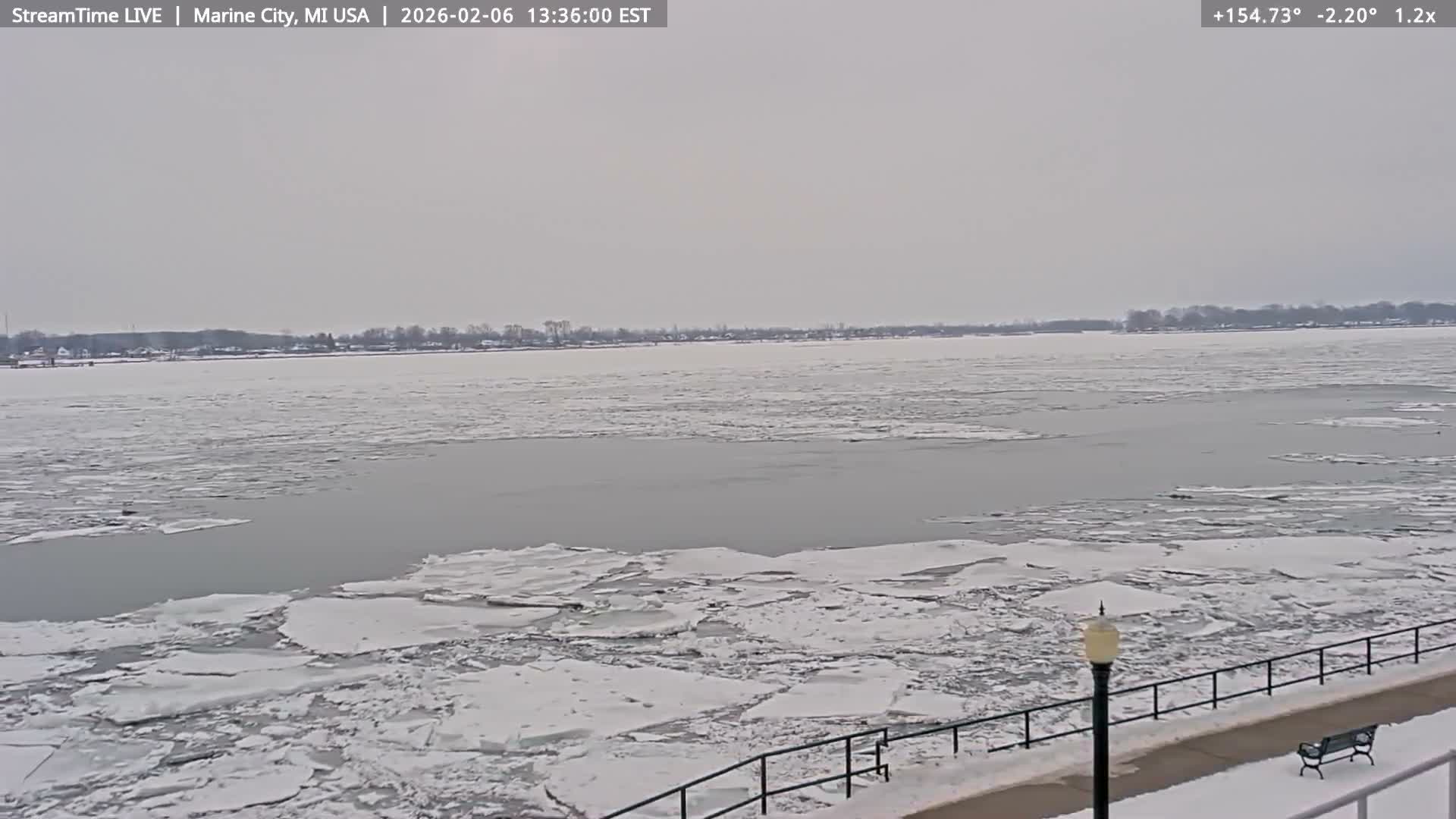 USA - Canada Border, Marine City Coast & St Clair River Live Cam - Marine City, St. Clair, Michigan, USA